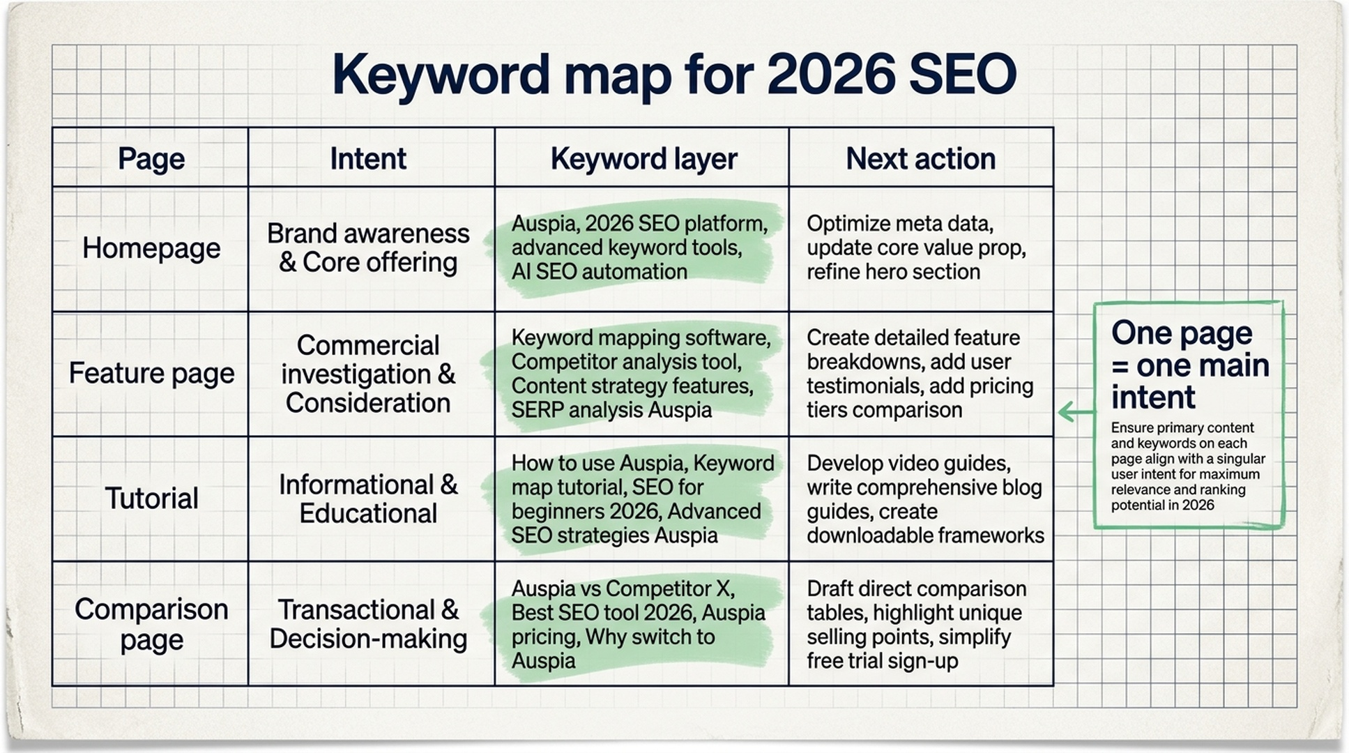 2026 SEO keyword map and intent matching matrix