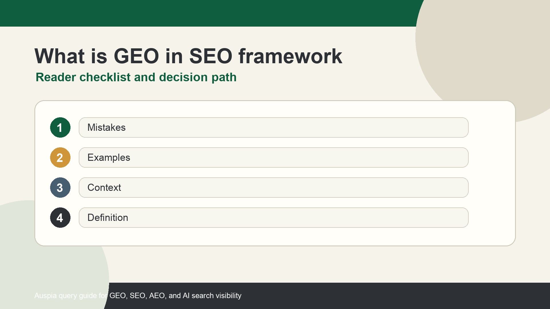GEO in SEO context checklist