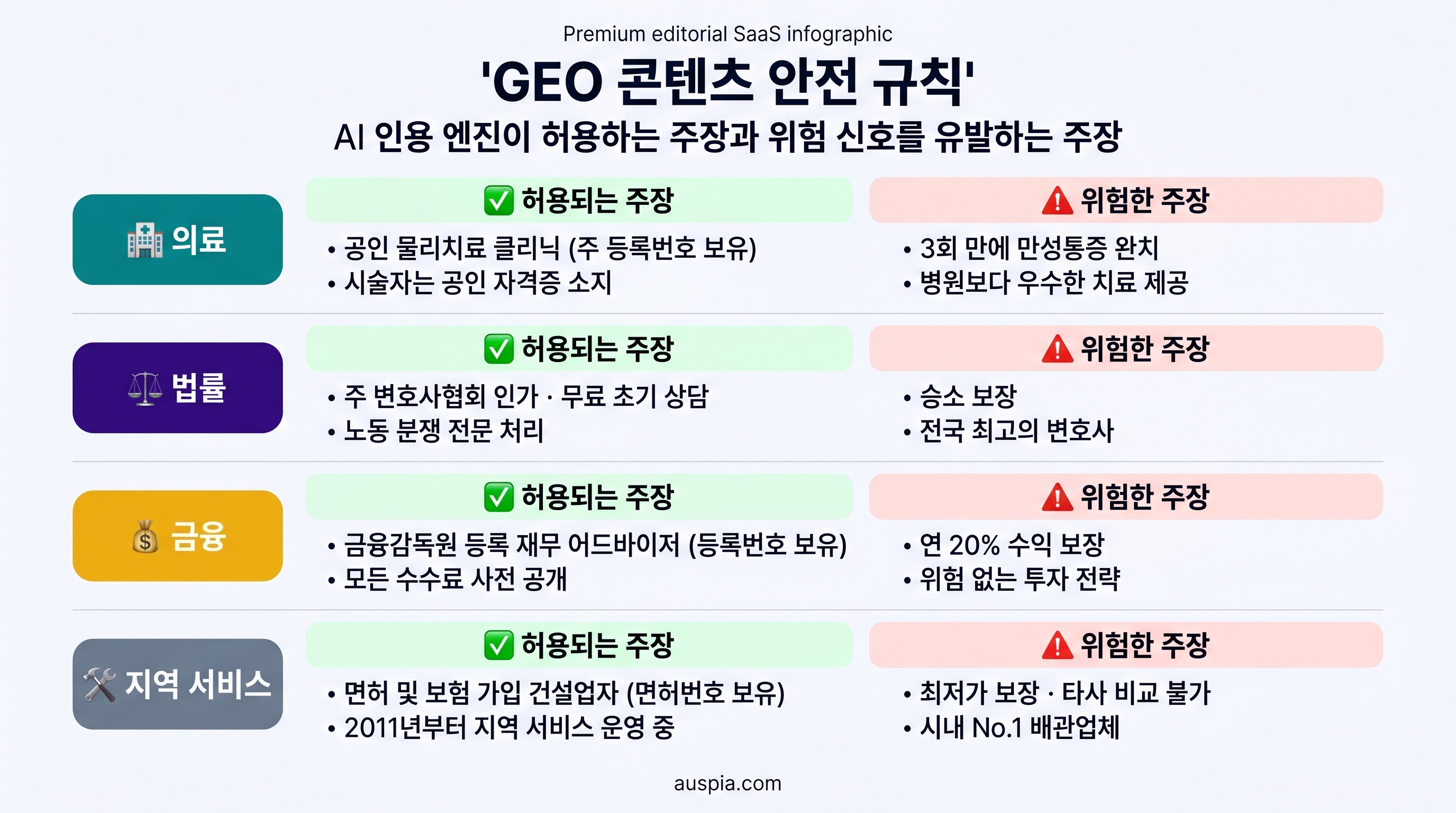 로컬 서비스 브랜드를 위한 안전한 GEO 콘텐츠 규칙
