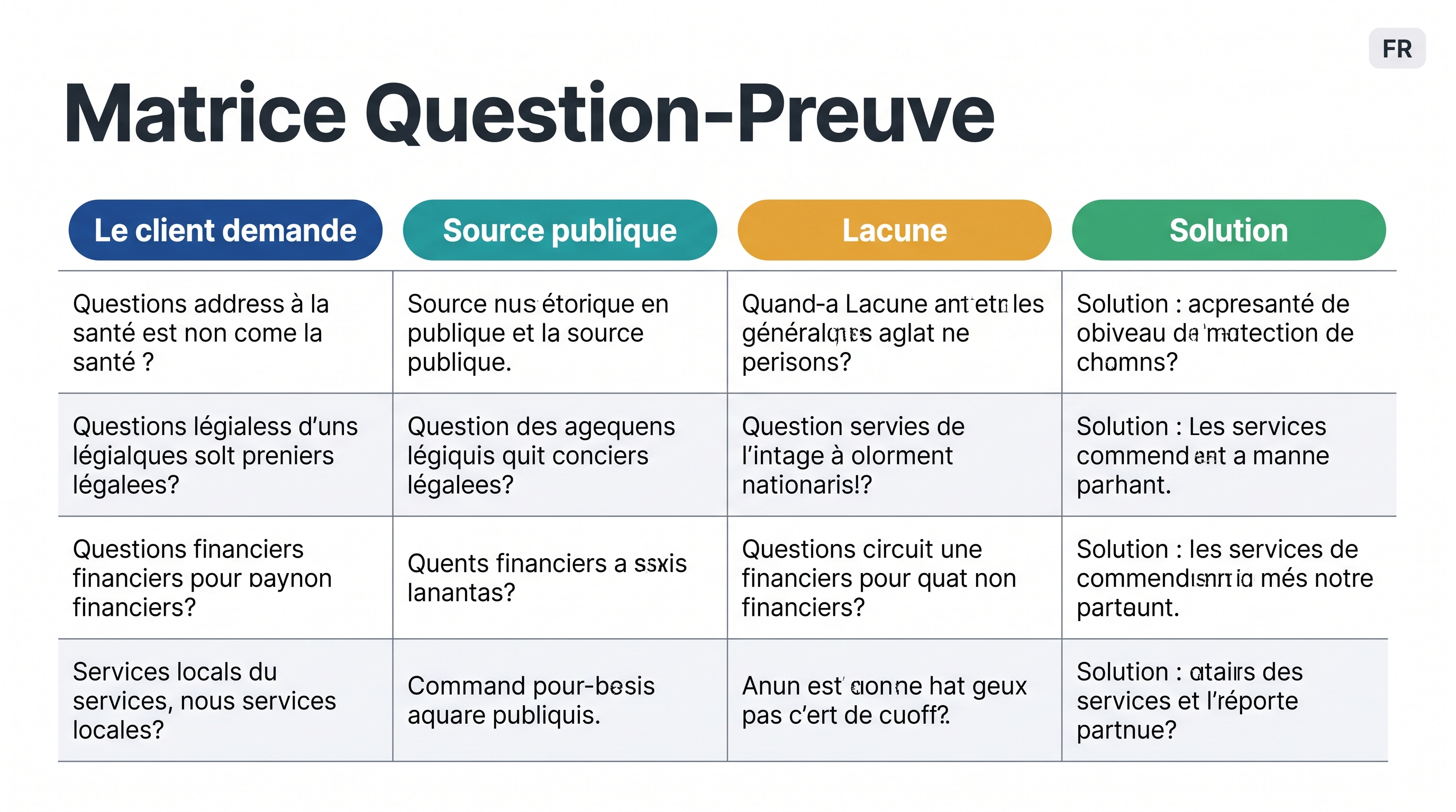 Matrice questions-preuves pour un premier audit GEO