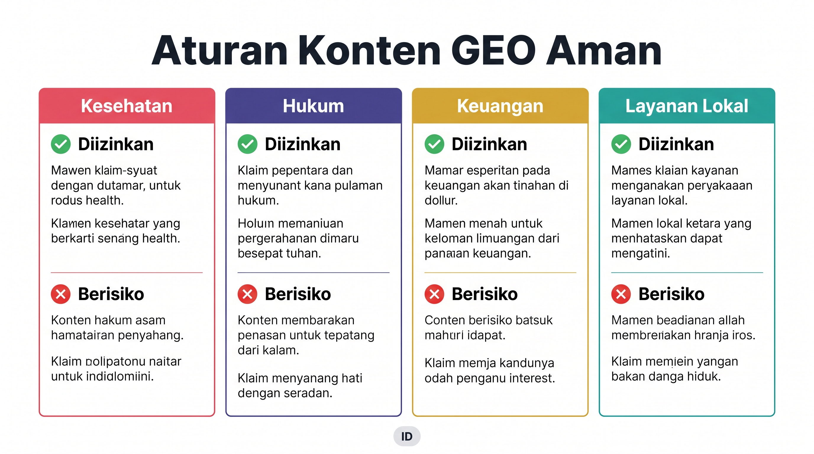 Aturan konten GEO yang aman untuk merek layanan lokal