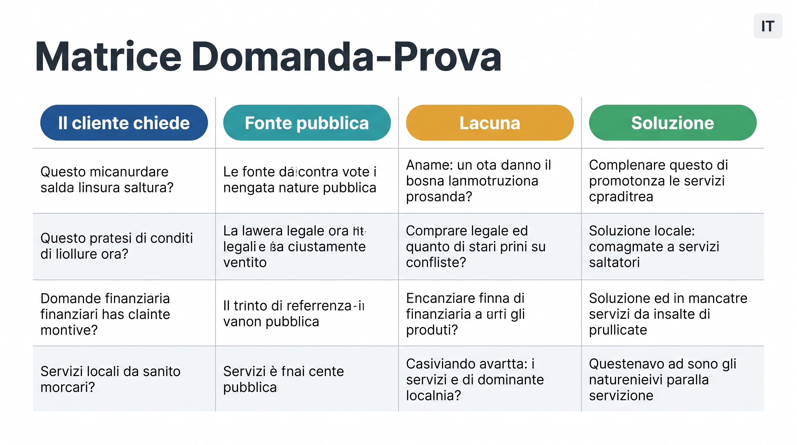 Matrice domanda-prova per un primo audit GEO