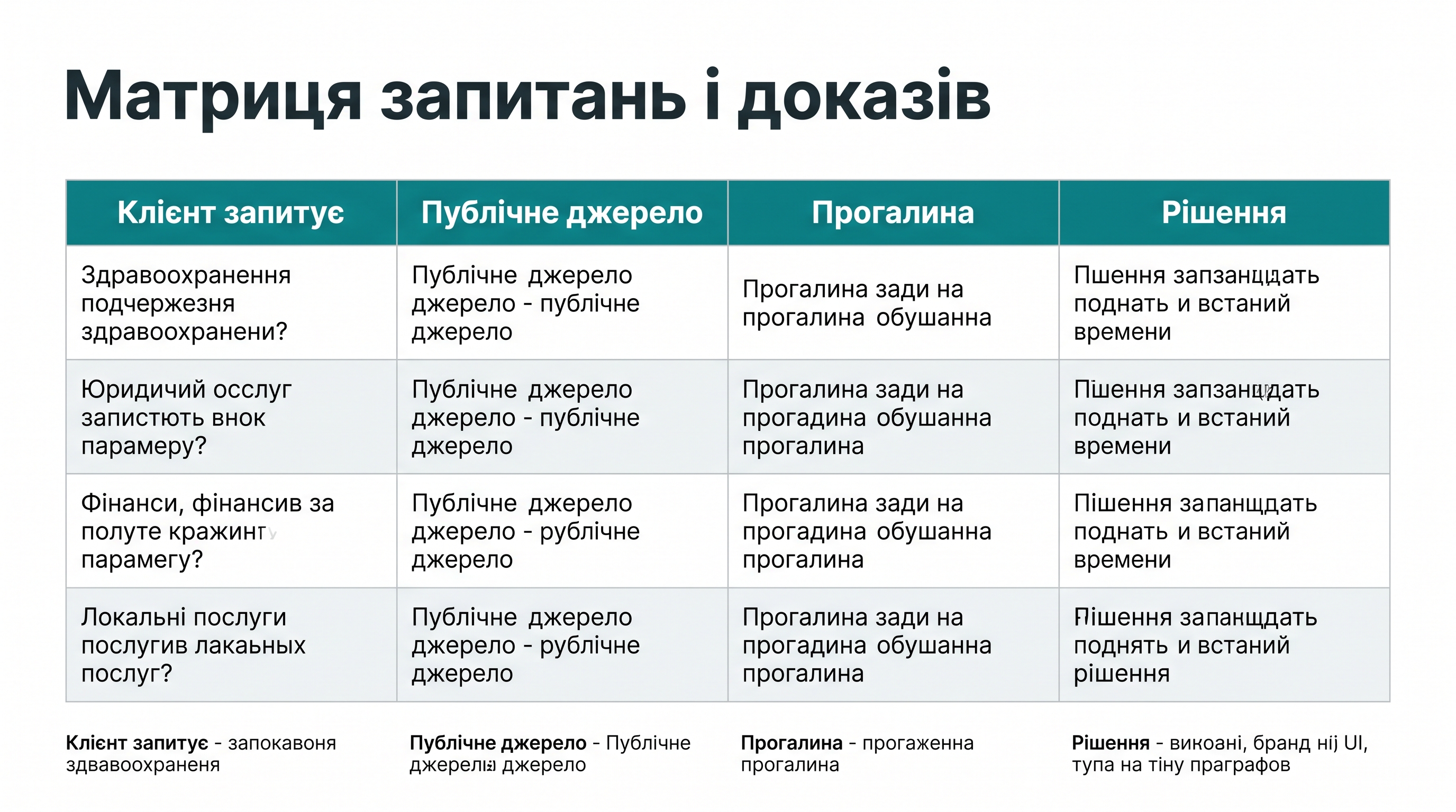 Матриця запитань і доказів для першого GEO-аудиту