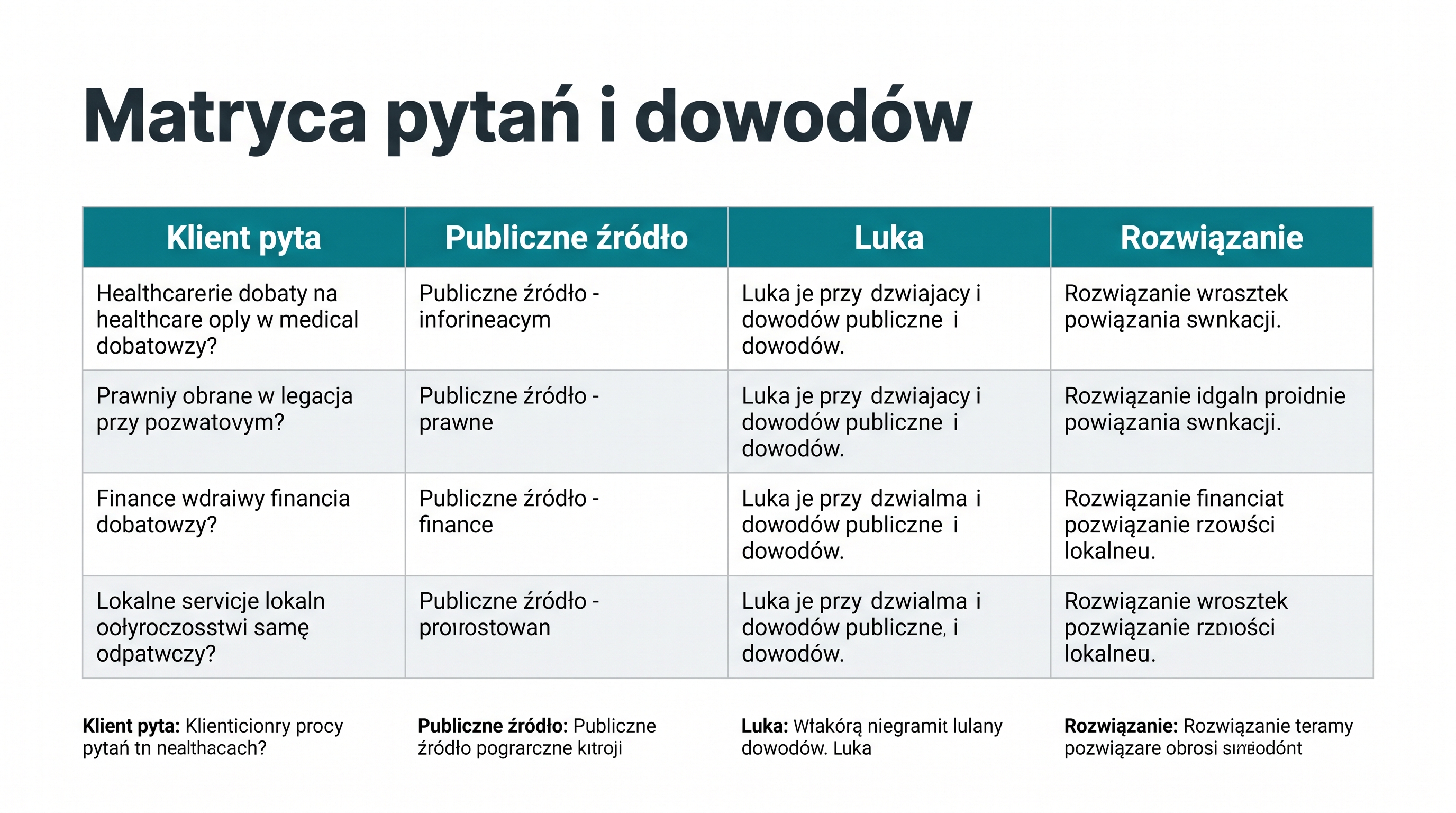 Matryca pytań i dowodów dla pierwszego audytu GEO