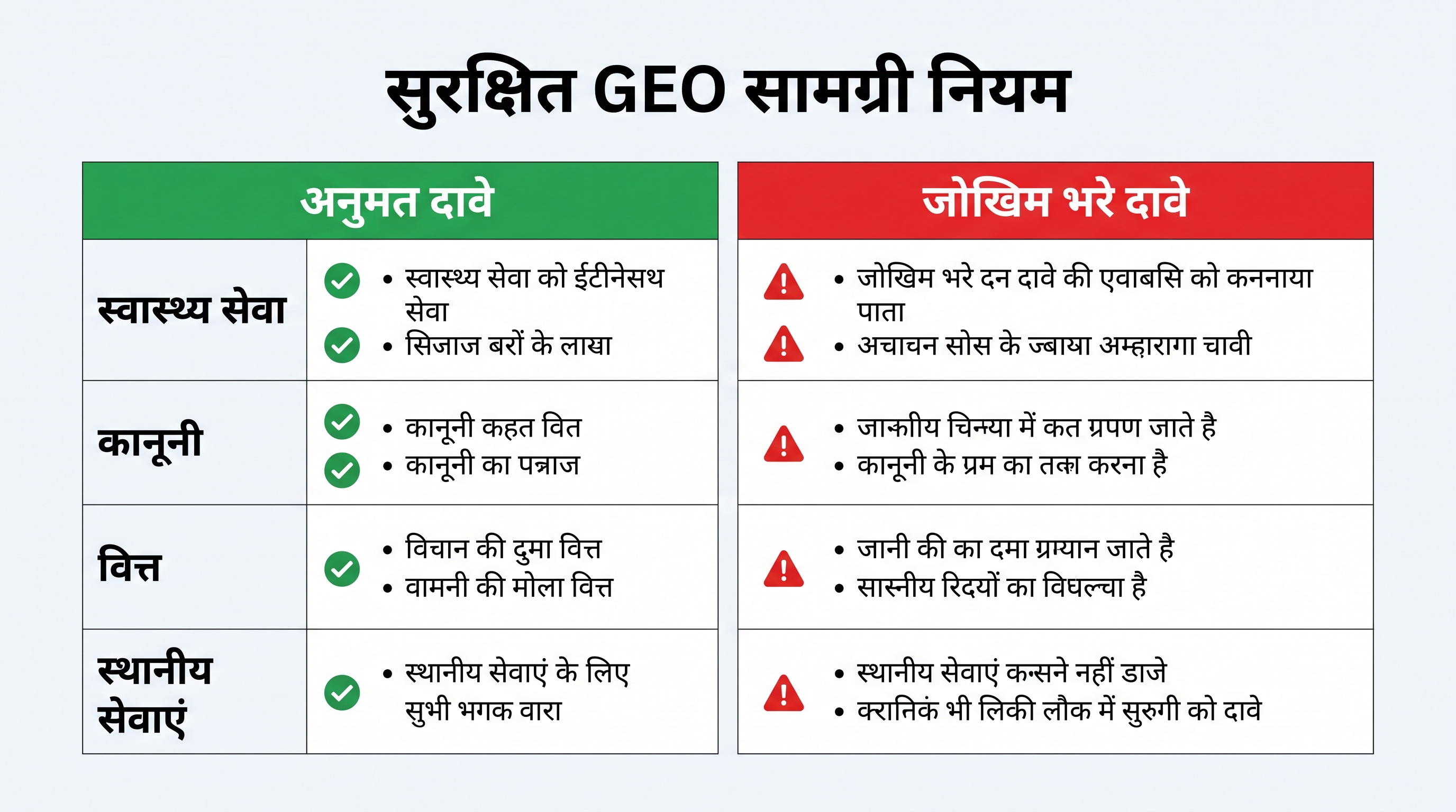 स्थानीय सेवा ब्रांडों के लिए सुरक्षित GEO कंटेंट नियम