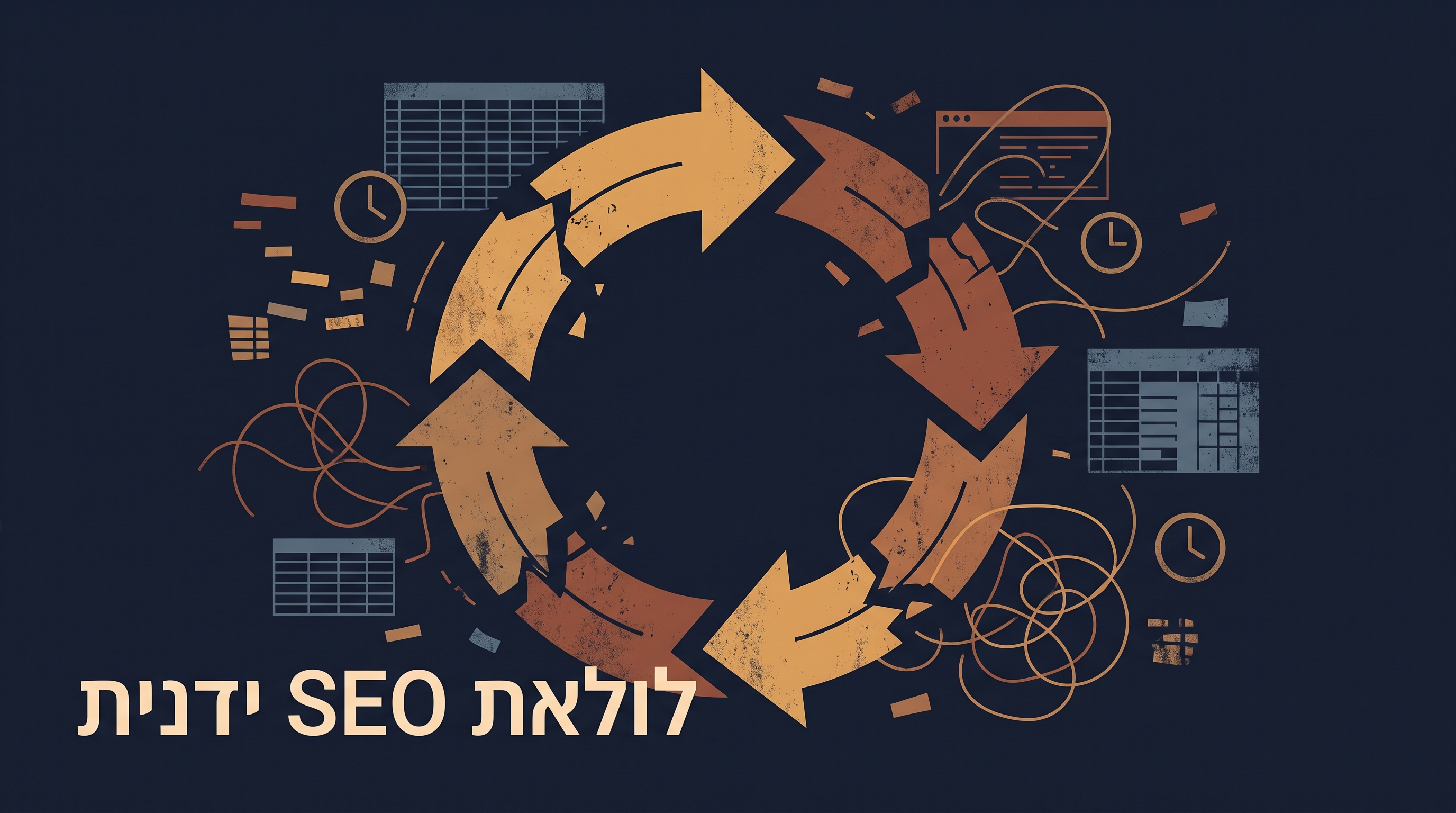 לולאת SEO ידנית מסורתית: מחקר מילות מפתח, ניתוח מתחרים, כתיבה, פרסום ודוחות