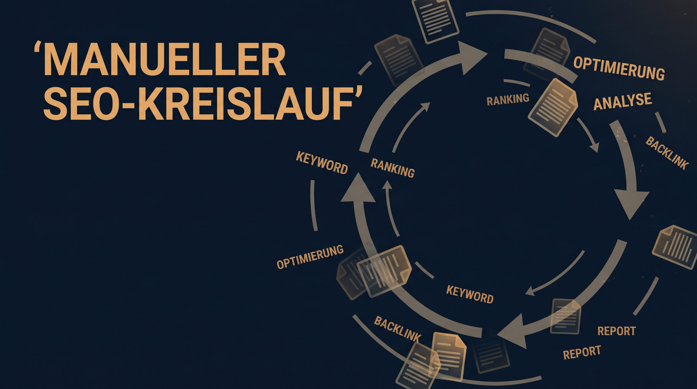 Der klassische manuelle SEO-Kreislauf: Recherche, Analyse, Schreiben, Veröffentlichen und Reporting