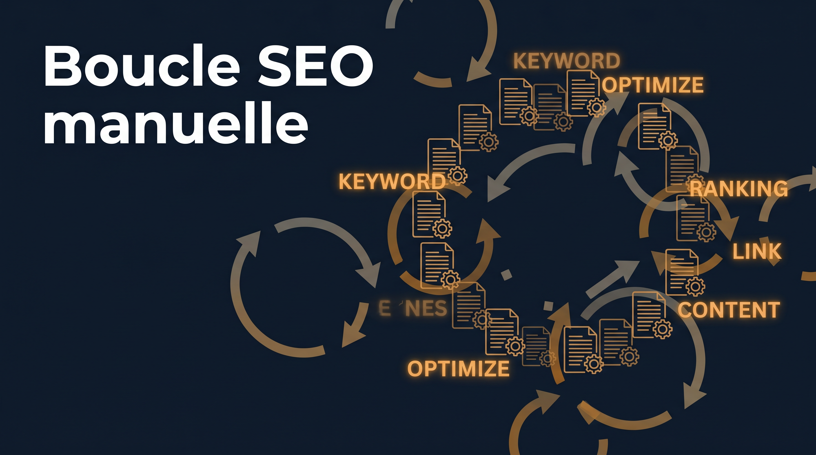 La boucle SEO manuelle traditionnelle : recherche, analyse, rédaction, publication et reporting