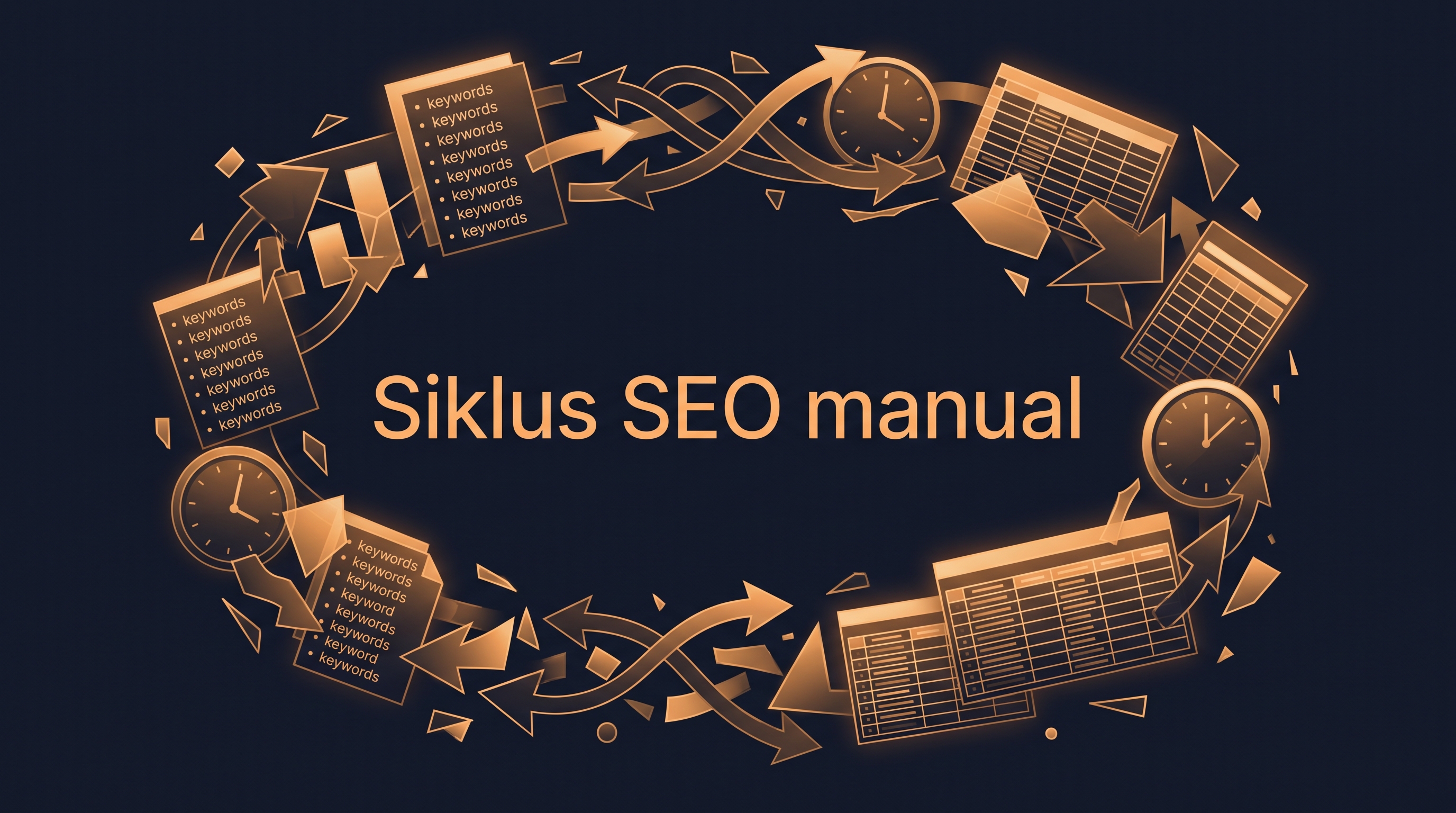 Siklus SEO manual: riset, analisis, menulis, publikasi, dan laporan