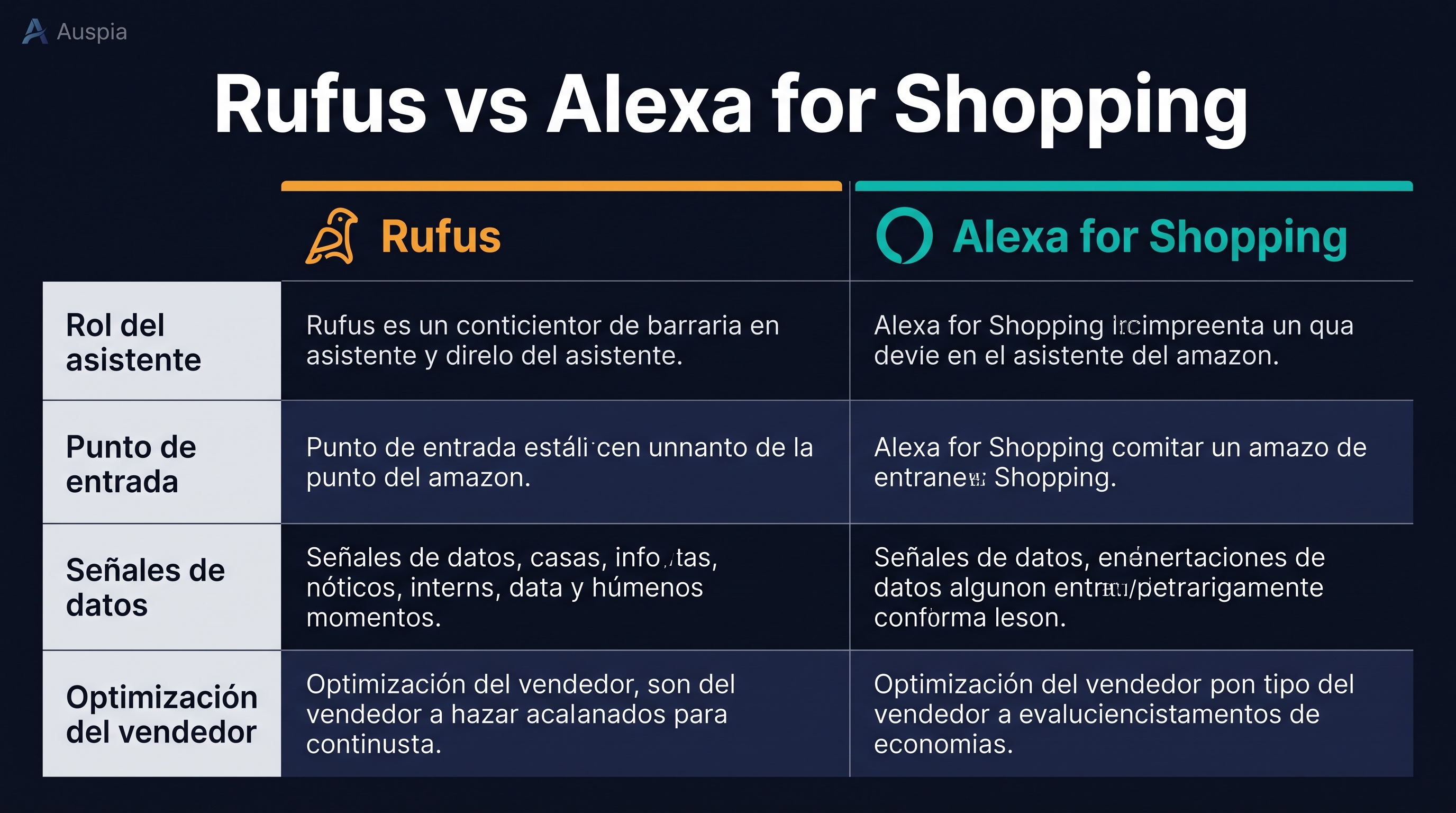 Matriz comparativa de Rufus y Alexa for Shopping