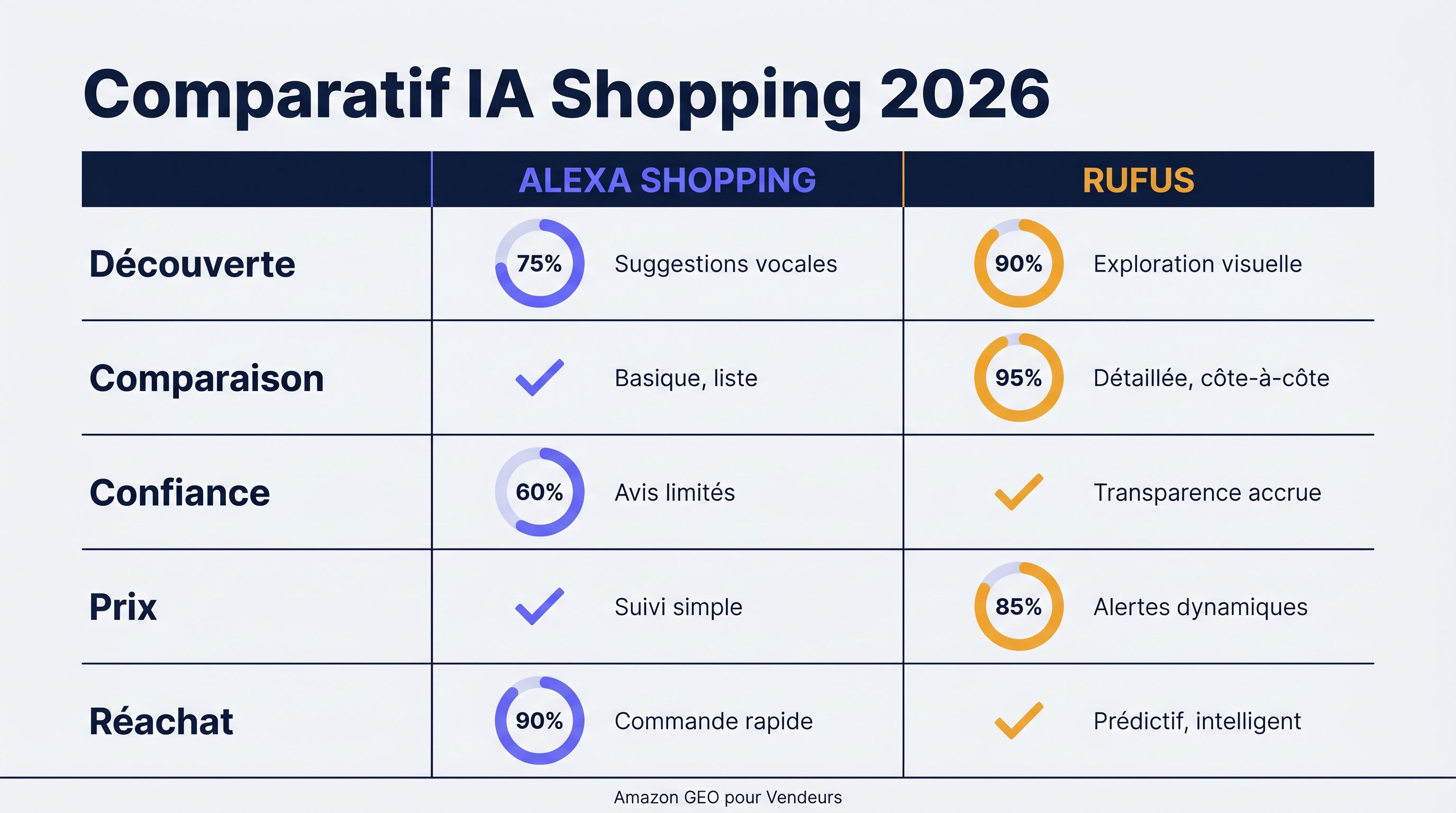 Matrice de comparaison Rufus et Alexa for Shopping