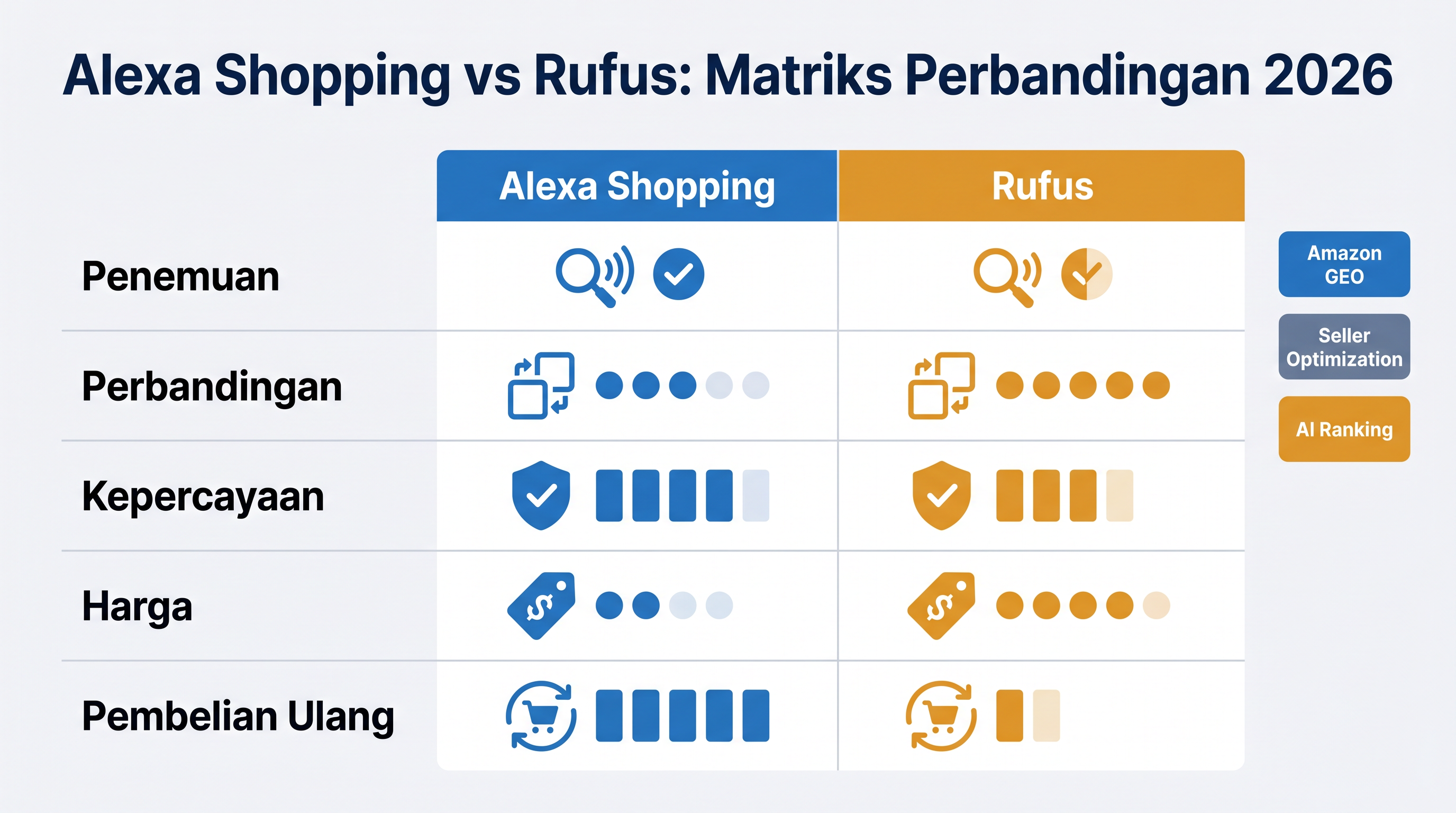 Matriks perbandingan Rufus dan Alexa for Shopping