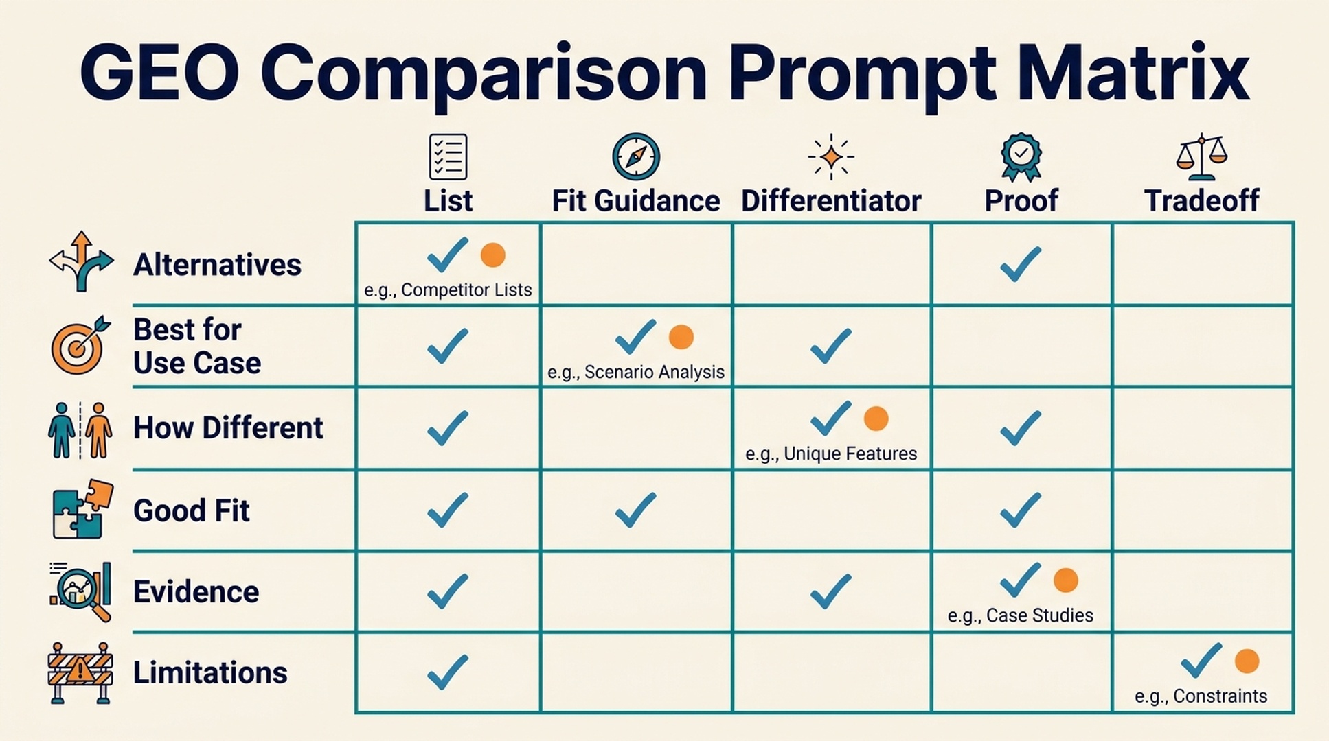 GEO alternatives page comparison matrix
