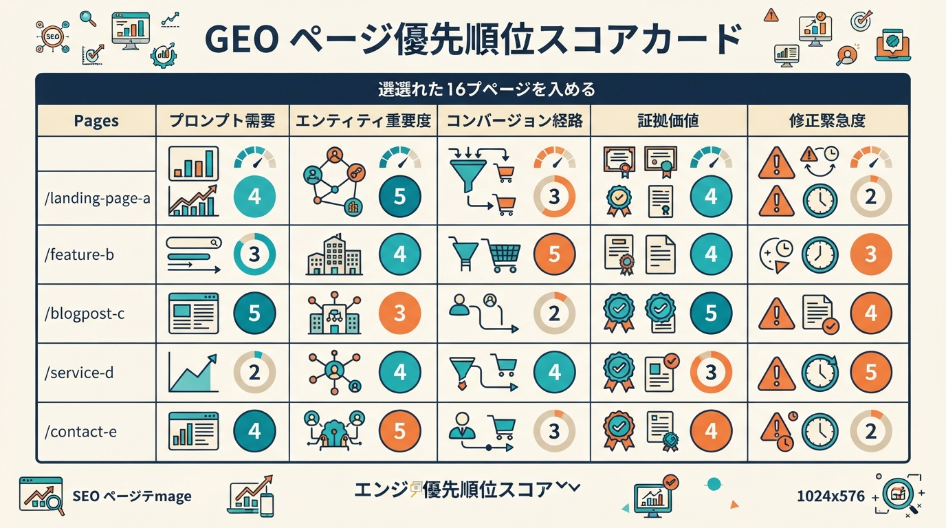 ChatGPT GEO ページ優先順位スコアカード