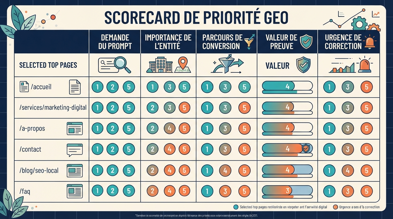 Scorecard de priorité des pages pour ChatGPT GEO