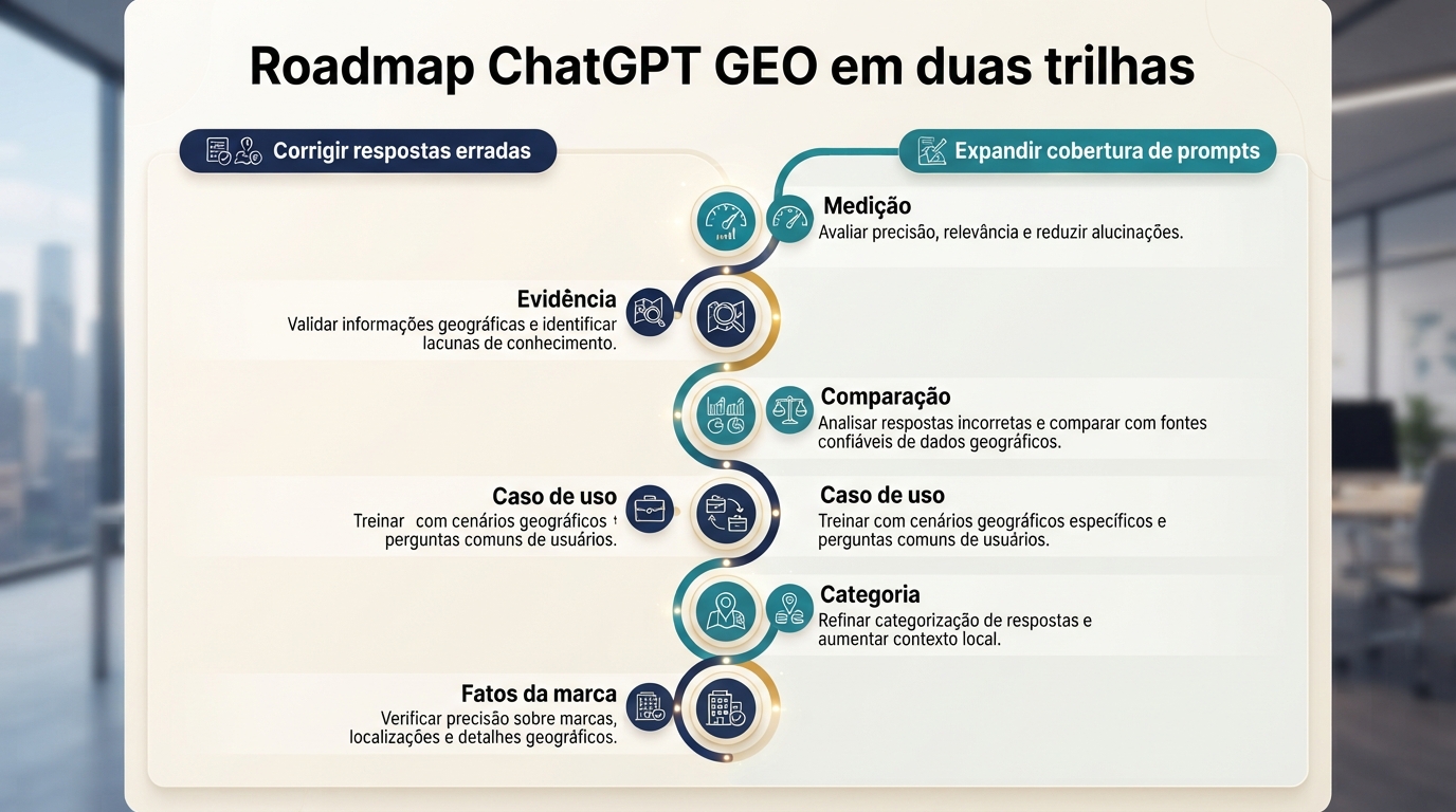 Roadmap de duas trilhas para ChatGPT GEO