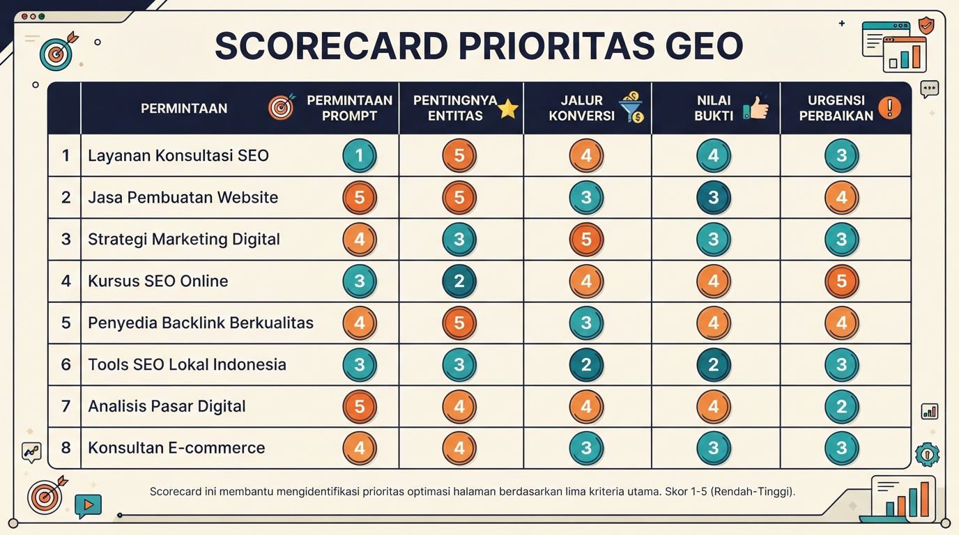 Scorecard prioritas halaman ChatGPT GEO