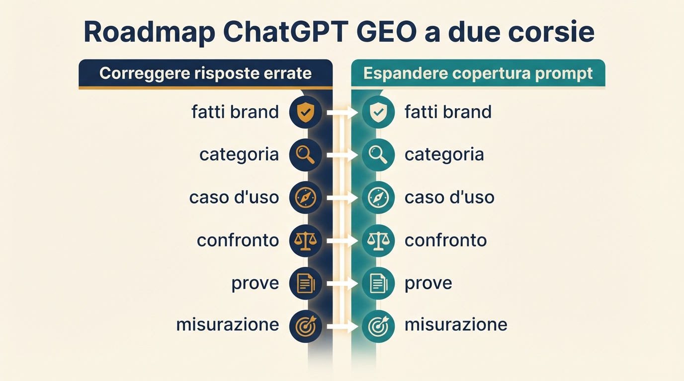 Roadmap ChatGPT GEO a due corsie
