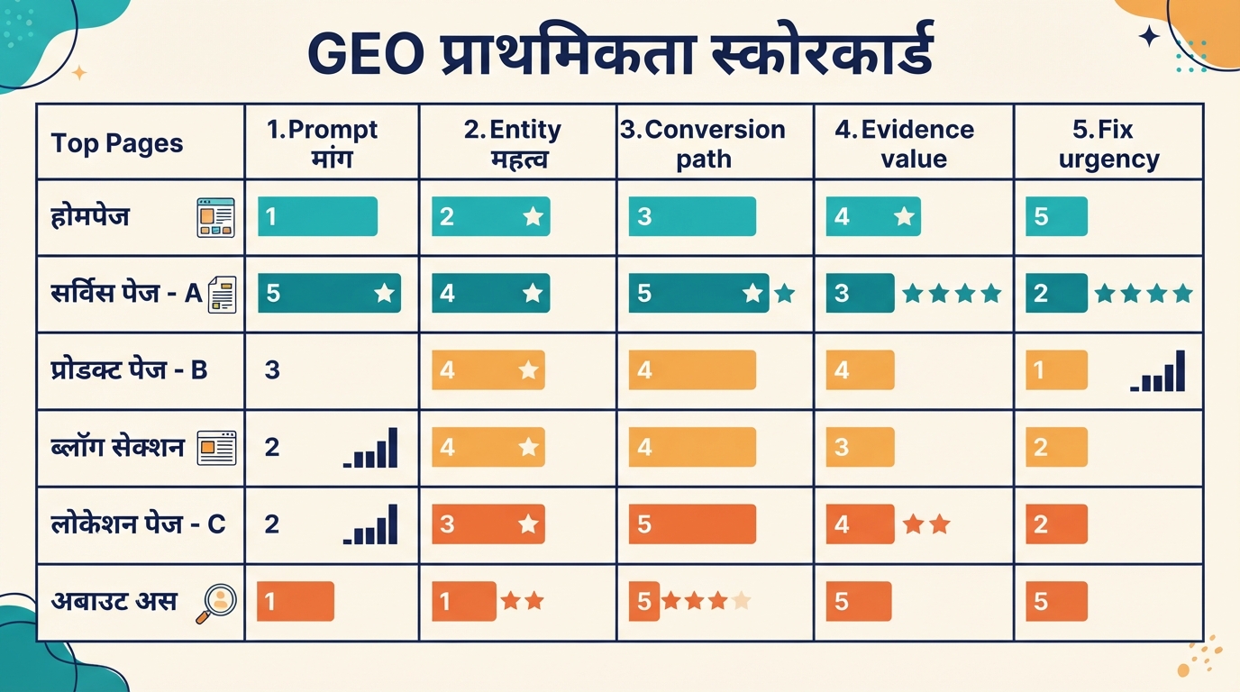 ChatGPT GEO पेज प्राथमिकता स्कोरकार्ड