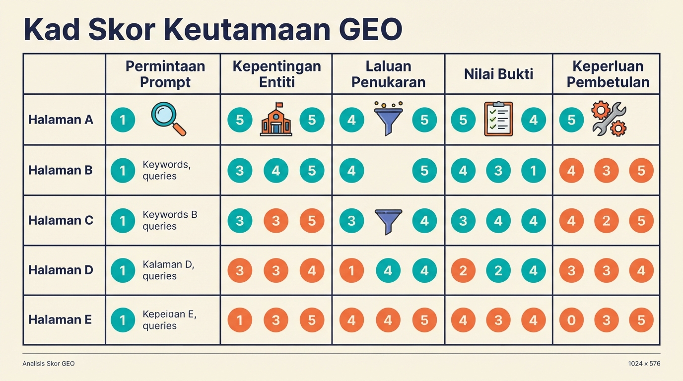 Kad skor keutamaan halaman ChatGPT GEO