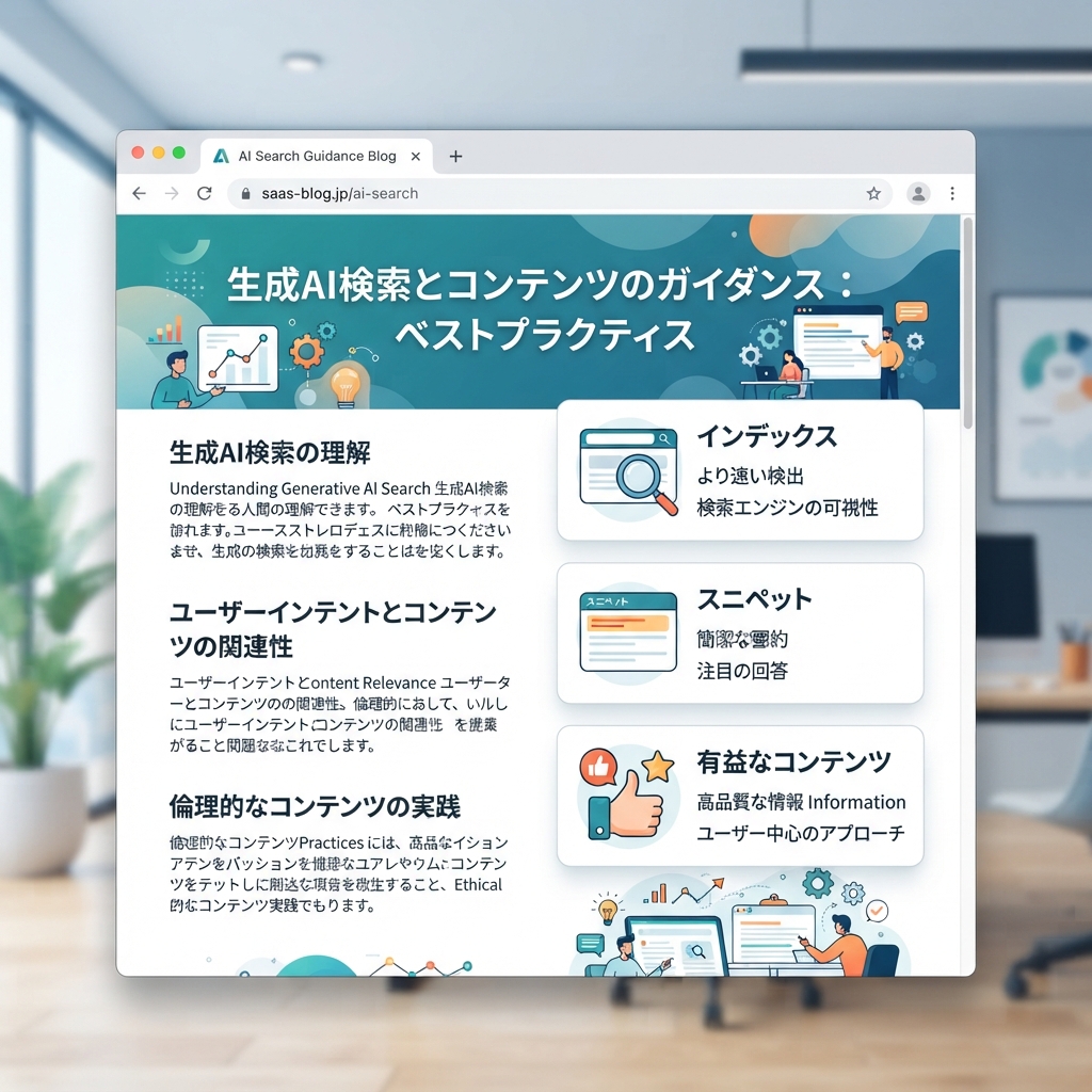 ログアウト状態のデスクトップで表示した Google Search の生成 AI 最適化ガイドのスクリーンショット。
