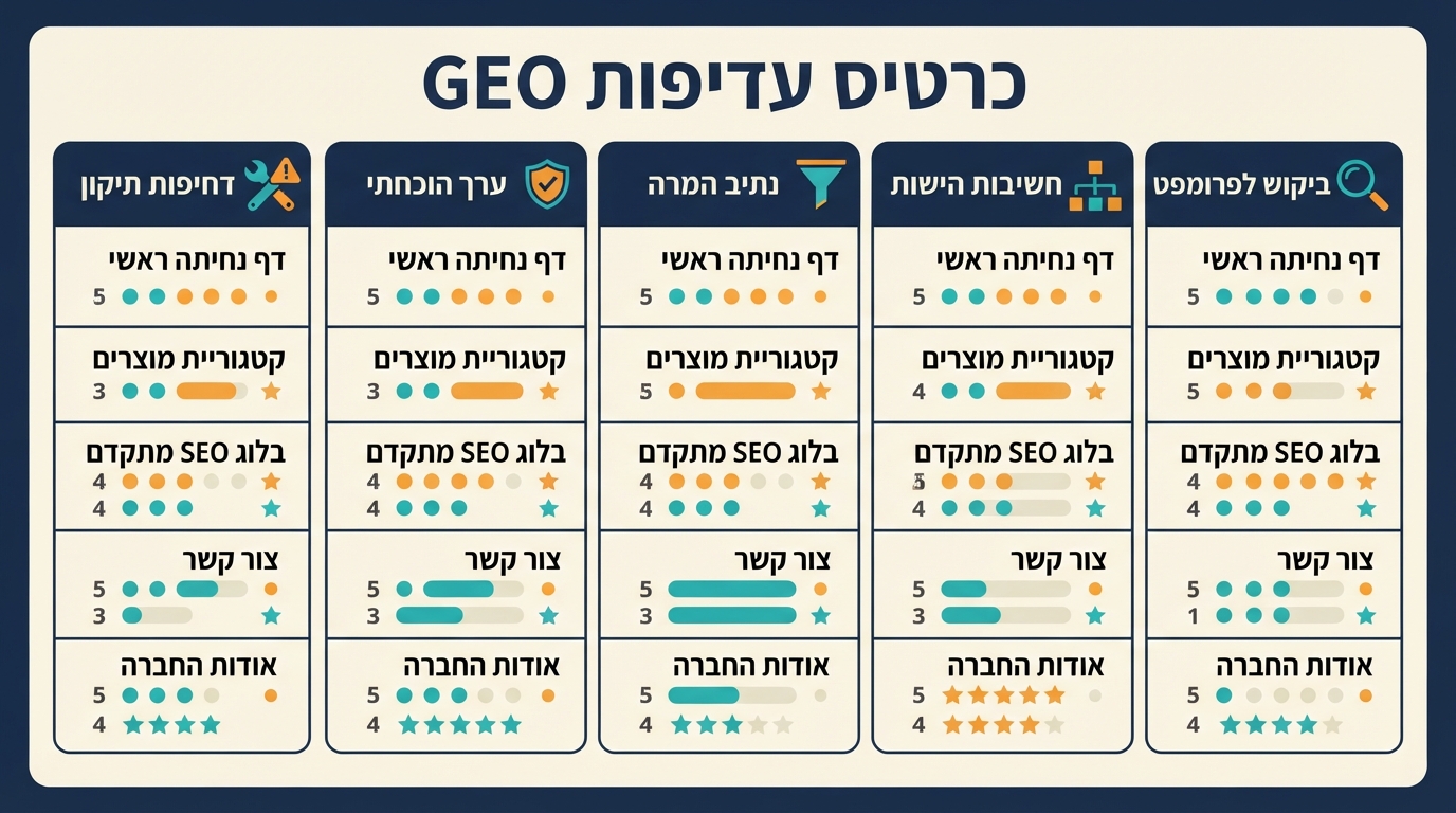 כרטיס ניקוד עדיפות עמודים ל-ChatGPT GEO