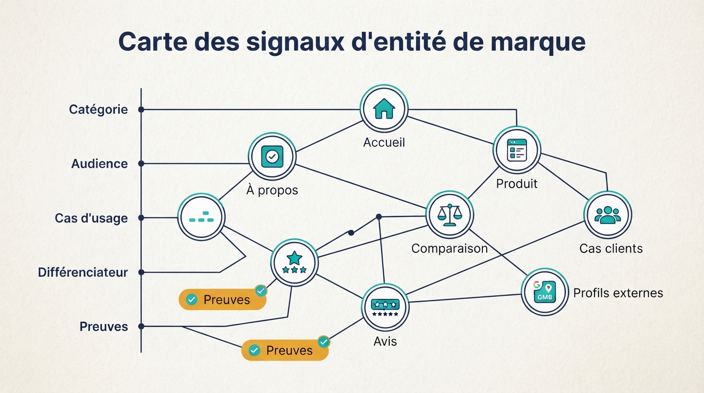 Carte des signaux d'entité de marque pour ChatGPT GEO