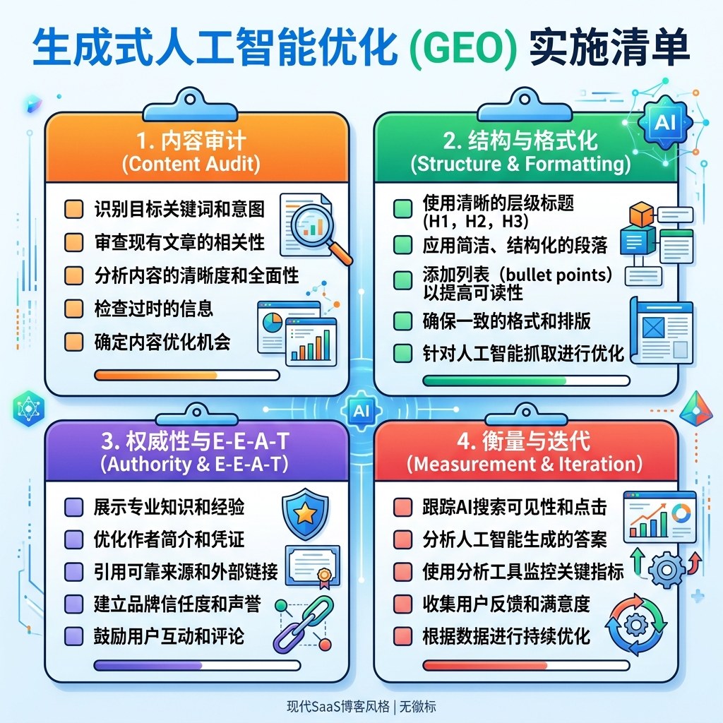 GEO 页面检查清单与执行流程