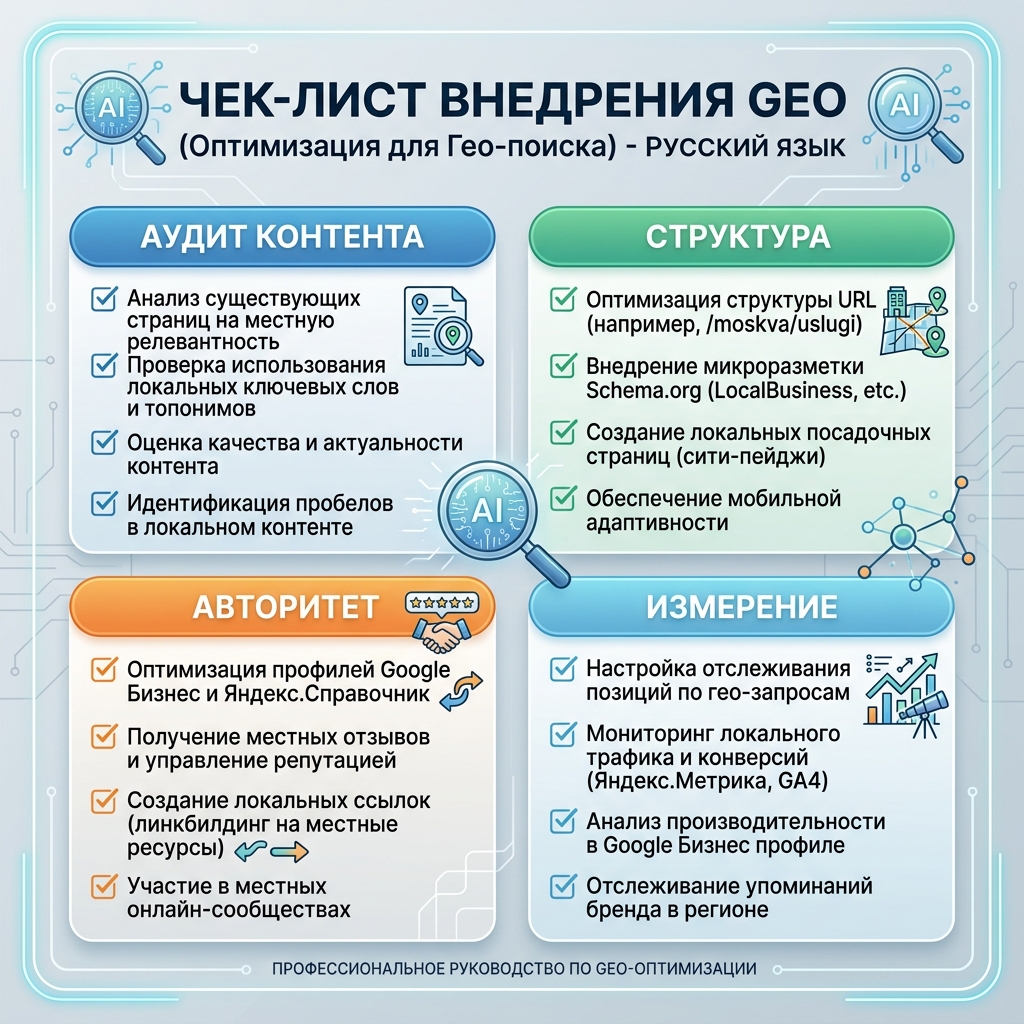 Чеклист и рабочий процесс GEO-страницы