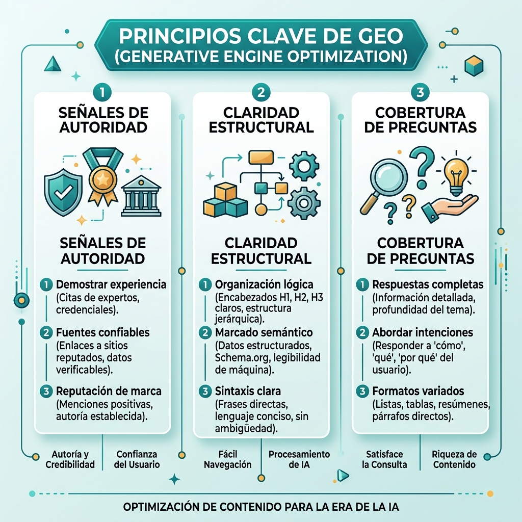 Diagrama informativo sobre qué es Generative Engine Optimization (GEO)