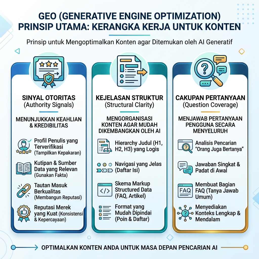 Diagram informasi tentang Generative Engine Optimization (GEO)