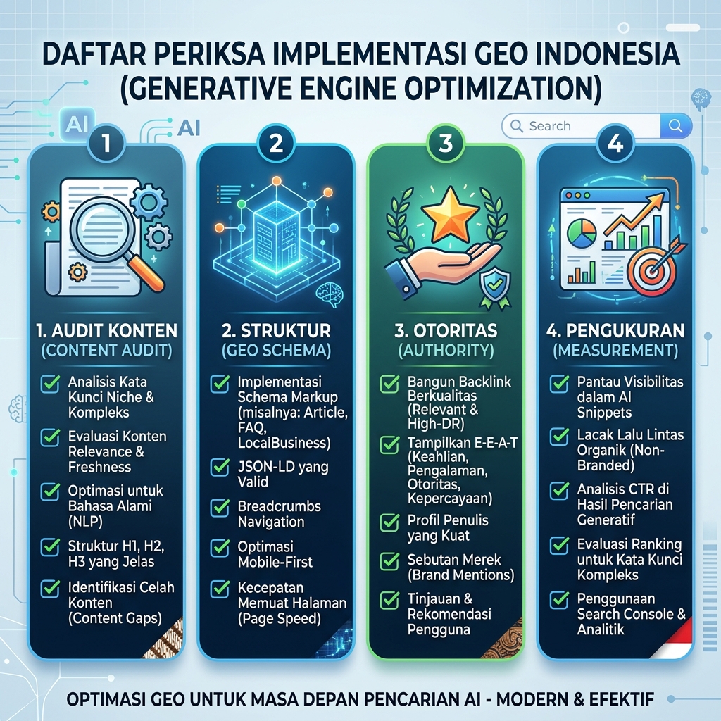 Checklist dan alur kerja untuk halaman GEO