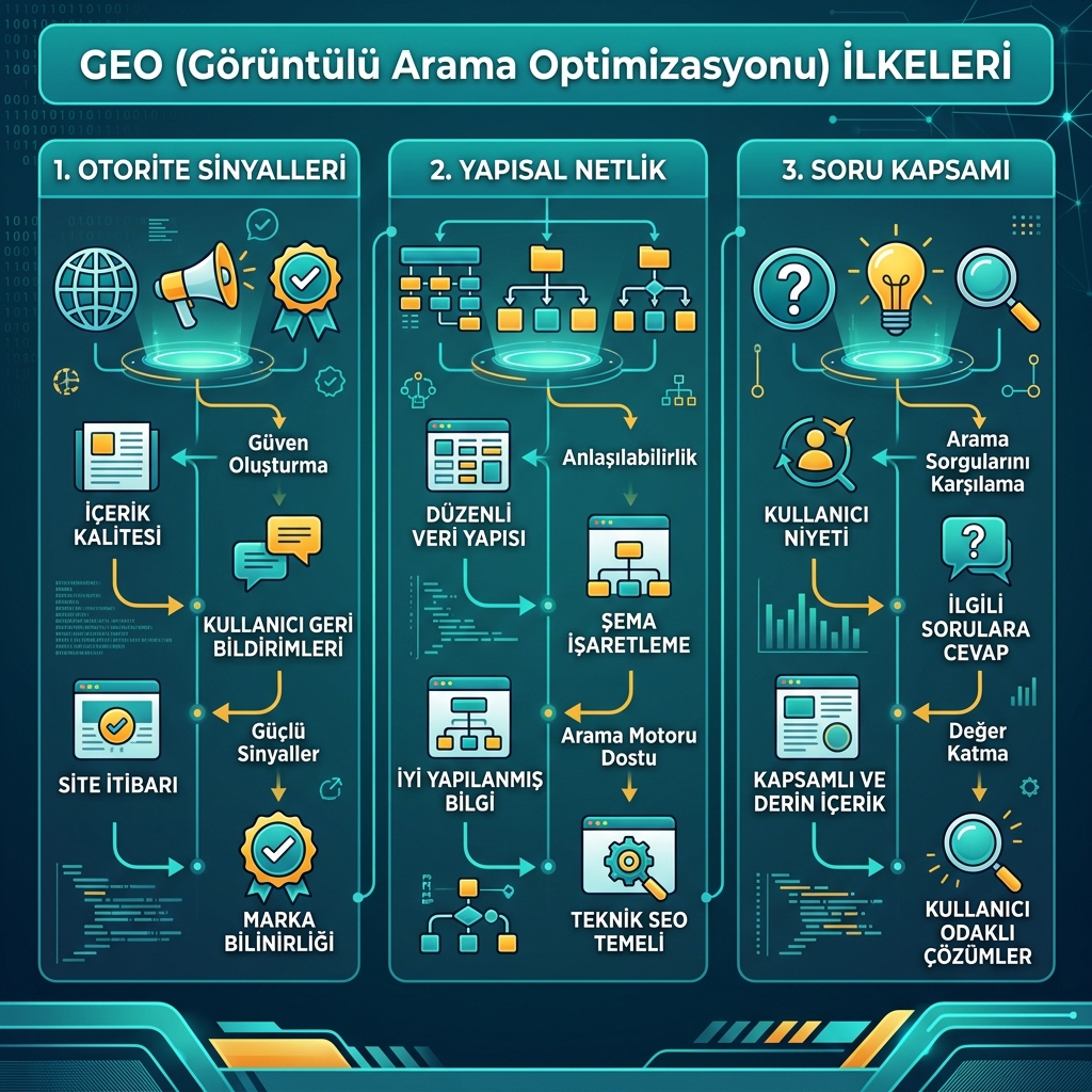 Generative Engine Optimization (GEO) nedir konulu bilgi diyagramı
