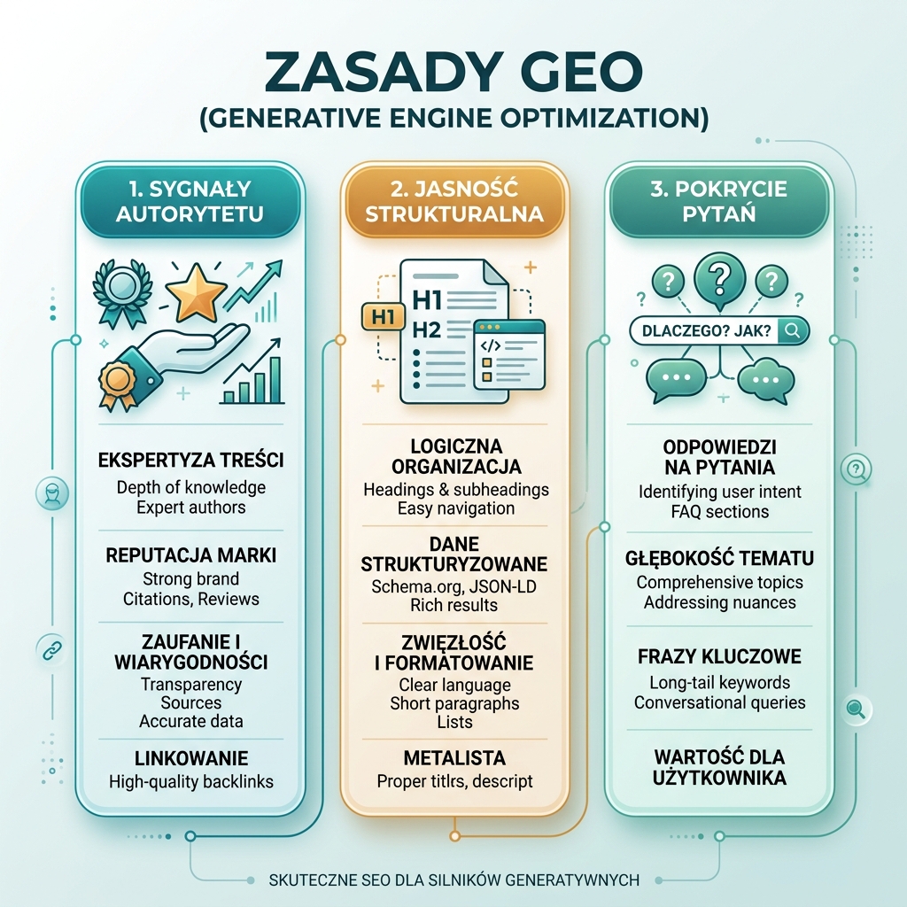 Diagram informacyjny o Generative Engine Optimization (GEO)