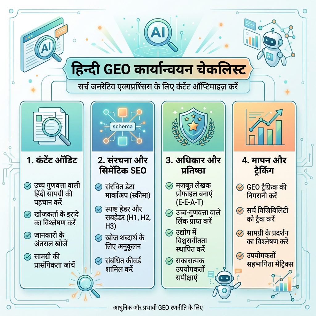 GEO पेज चेकलिस्ट और कार्यप्रवाह