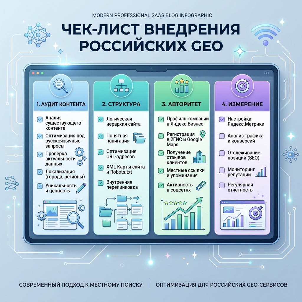 Чеклист внедрения GEO для контента в ИИ-поиске