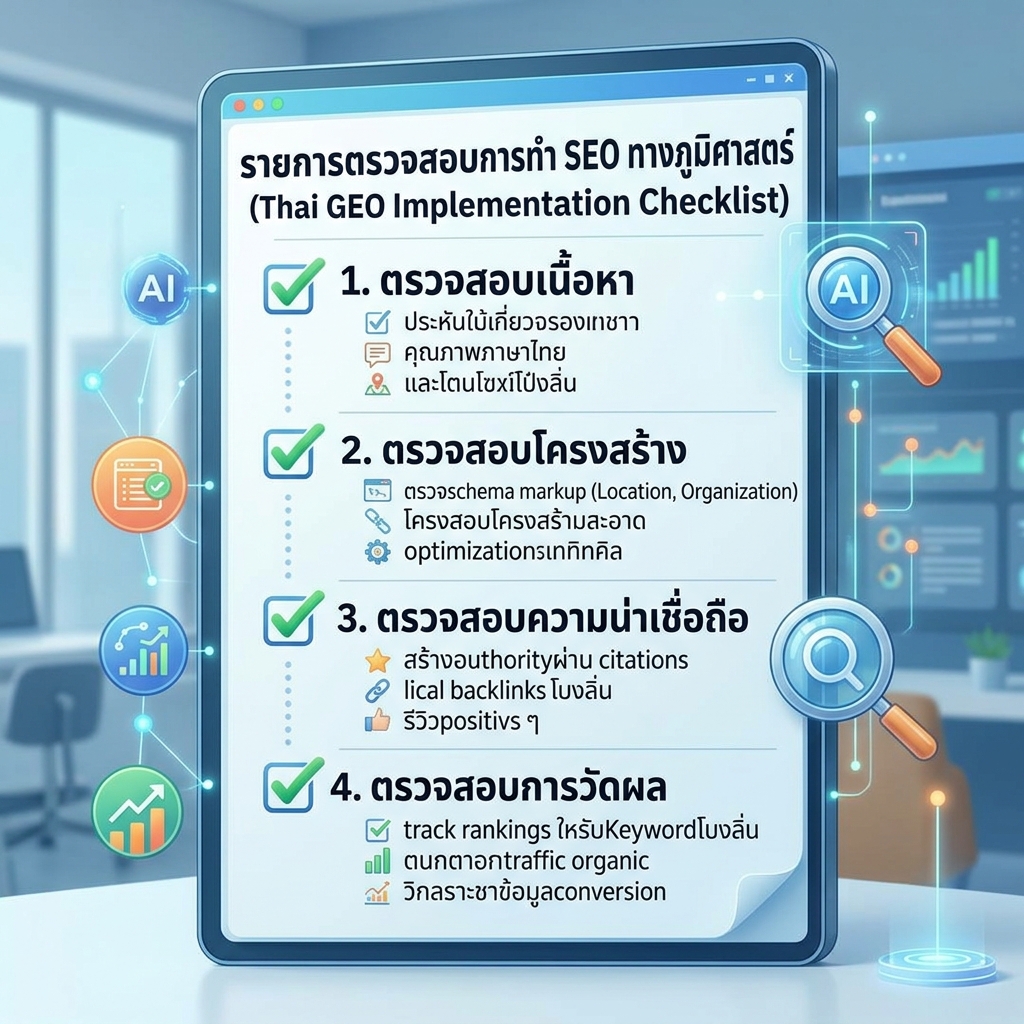 เช็กลิสต์การนำ GEO ไปใช้สำหรับเนื้อหา AI search