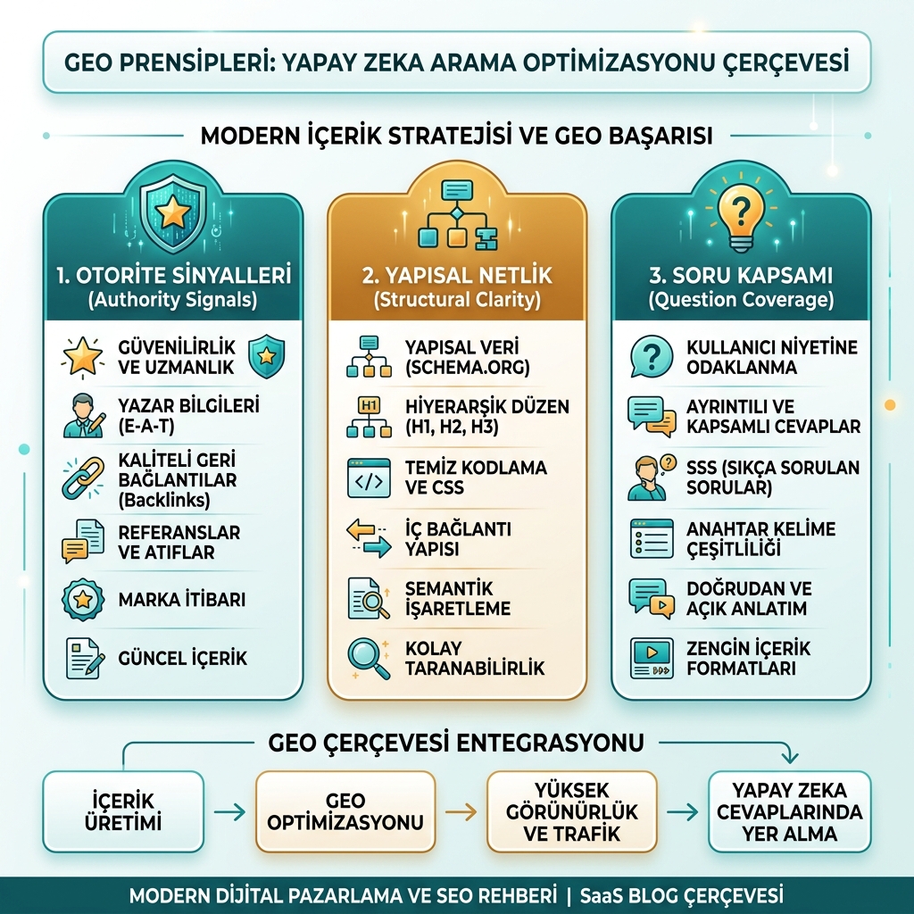 SEO, AEO ve GEO karşılaştırması