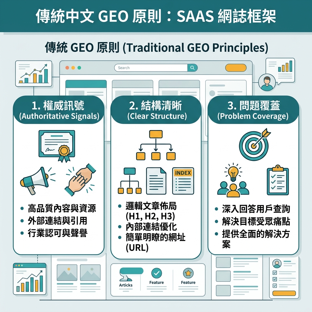 GEO 時間線图，展示从語意 SEO 到面向代理的答案的四个階段