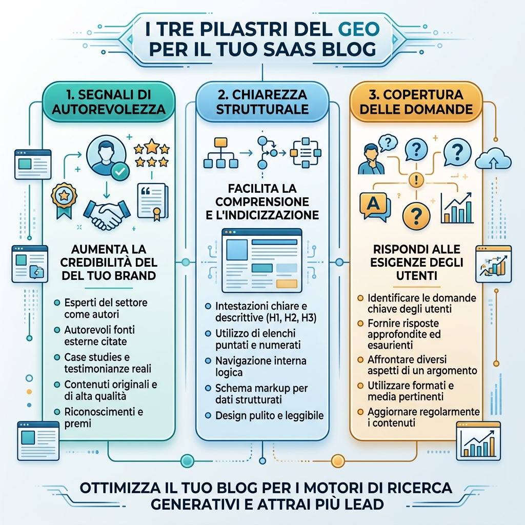 Diagramma temporale GEO con quattro fasi, dalla SEO semantica alle risposte pronte per gli agenti