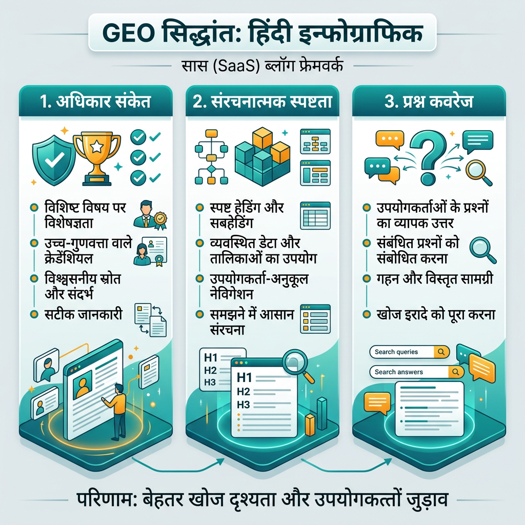 GEO समयरेखा आरेख जो अर्थगत SEO से agent-ready उत्तरs तक चार phases दिखाता है