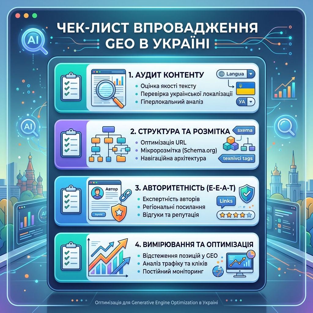 Модель готовности GEO: ясность сущности, качество источника, доказательства, согласованность и доступность извлечения