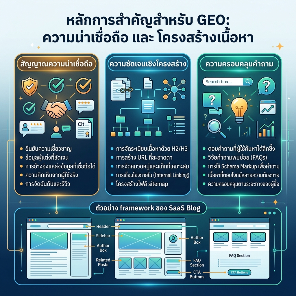 SEO、AEO 和 GEO 对比图，展示每个系统奖励的信号