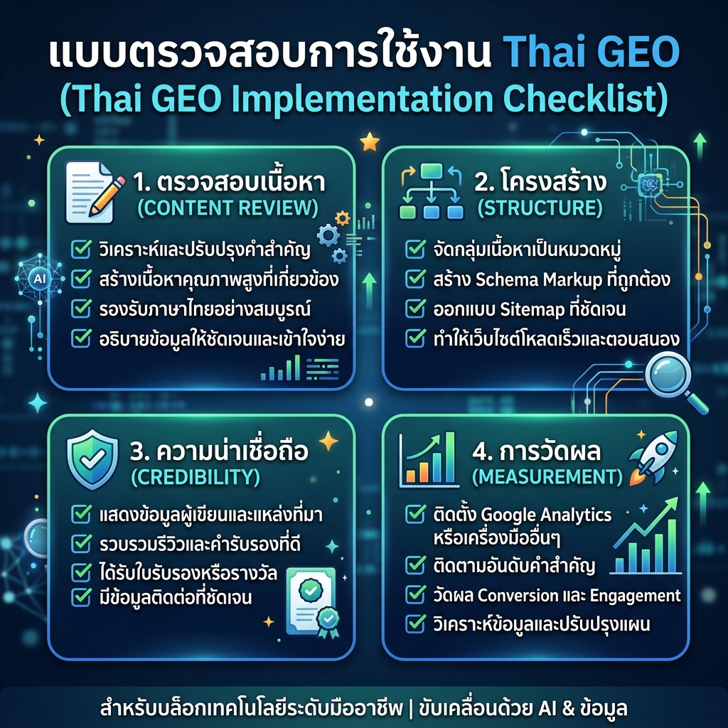 矩阵图，对比 SEO 和 GEO 的表面、意图、输出、成功信号和内容格式