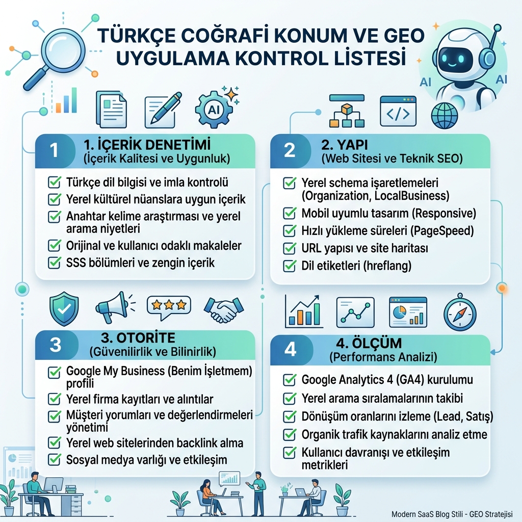 矩阵图，对比 SEO 和 GEO 的表面、意图、输出、成功信号和内容格式