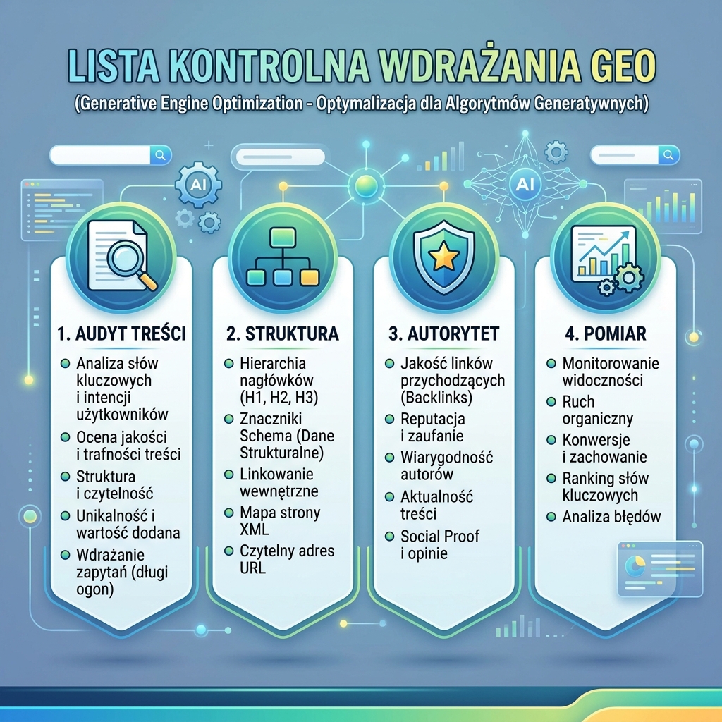 矩阵图，对比 SEO 和 GEO 的表面、意图、输出、成功信号和内容格式