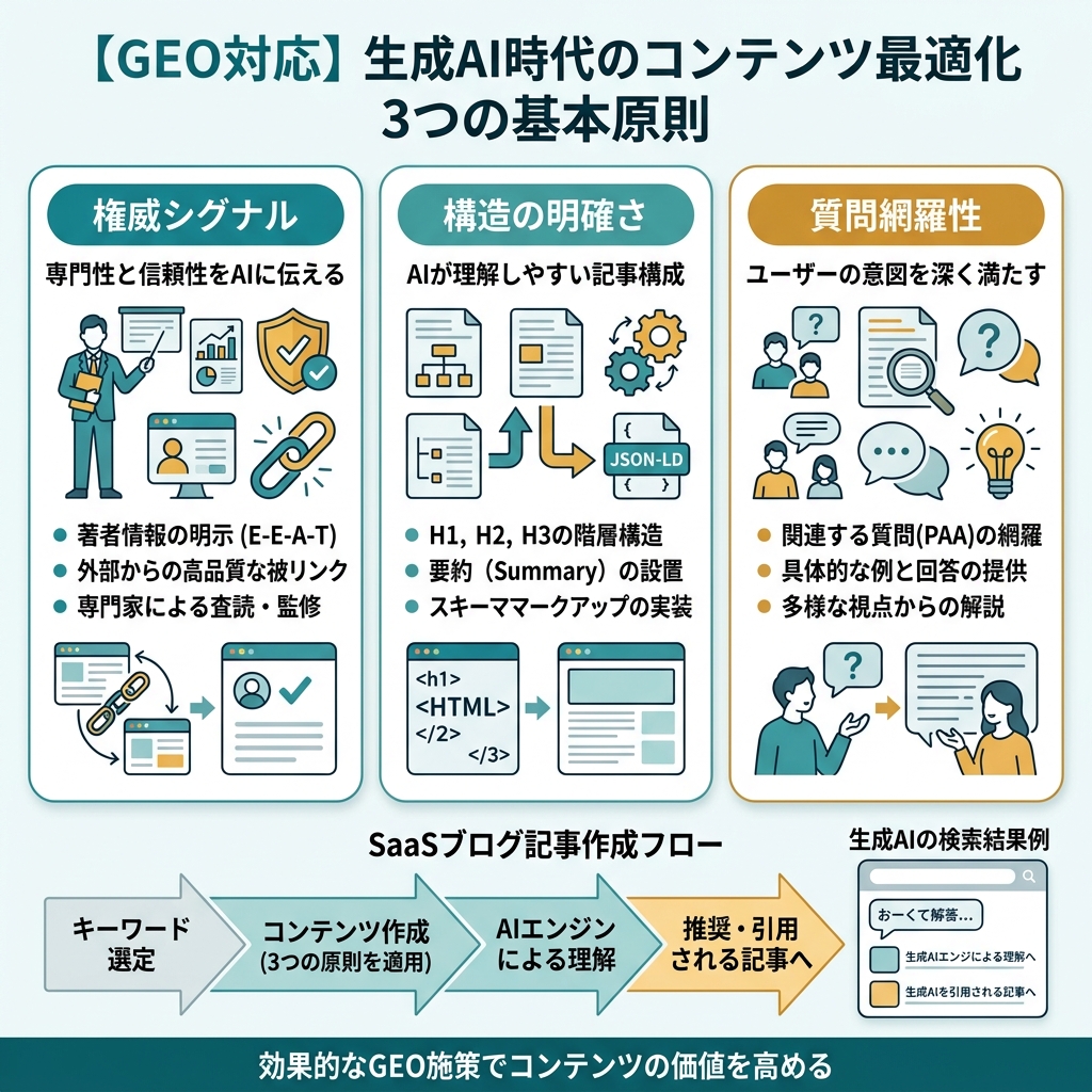 SEO、GEO、AEO の比較チェックリスト