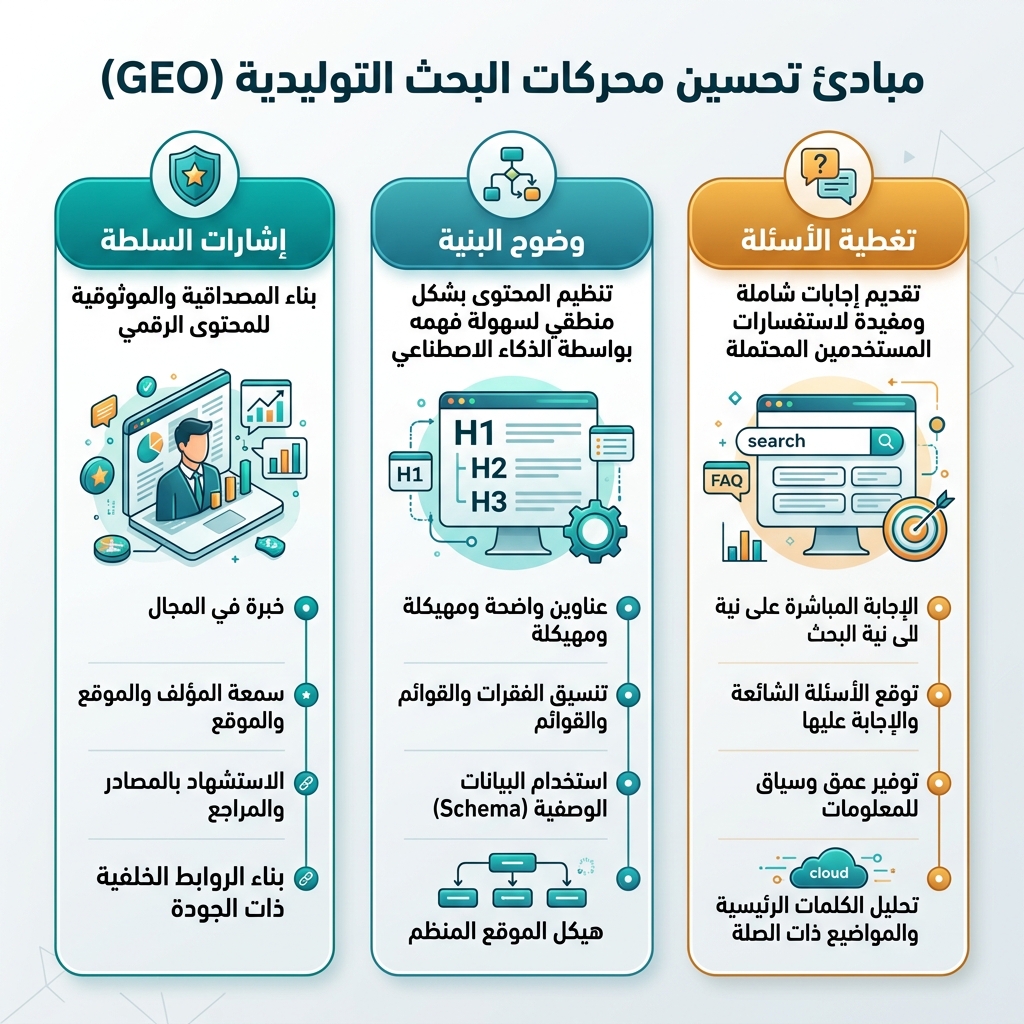 قائمة مقارنة بين SEO وGEO وAEO