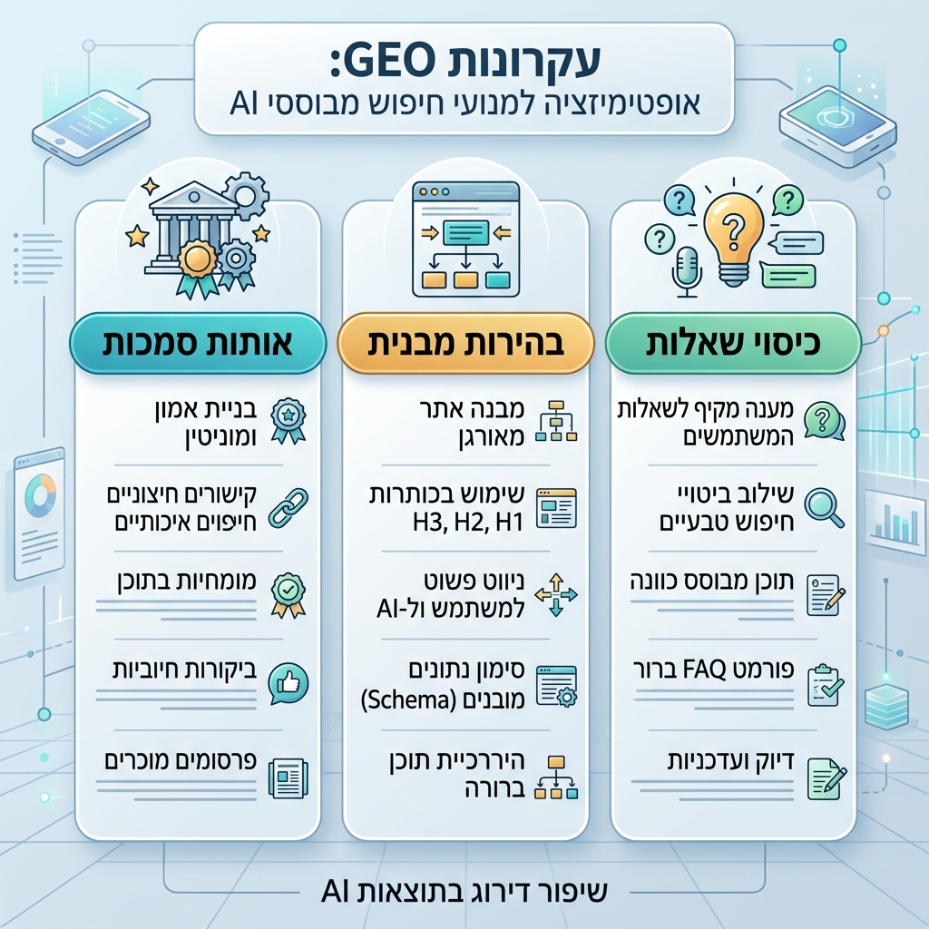 רשימת בדיקה להשוואת SEO, GEO ו-AEO