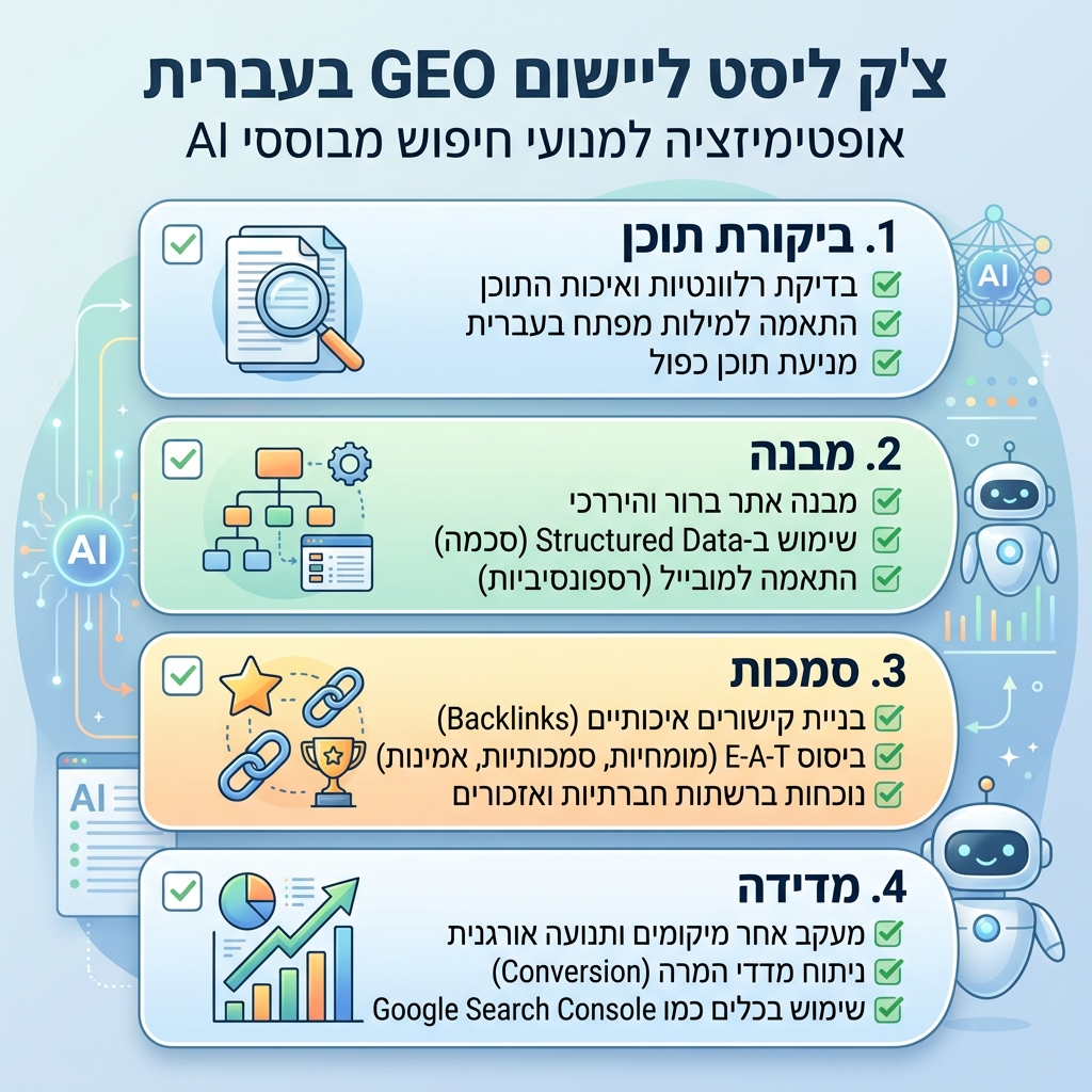 מבנה עמוד שמשלב SEO, AEO ו-GEO